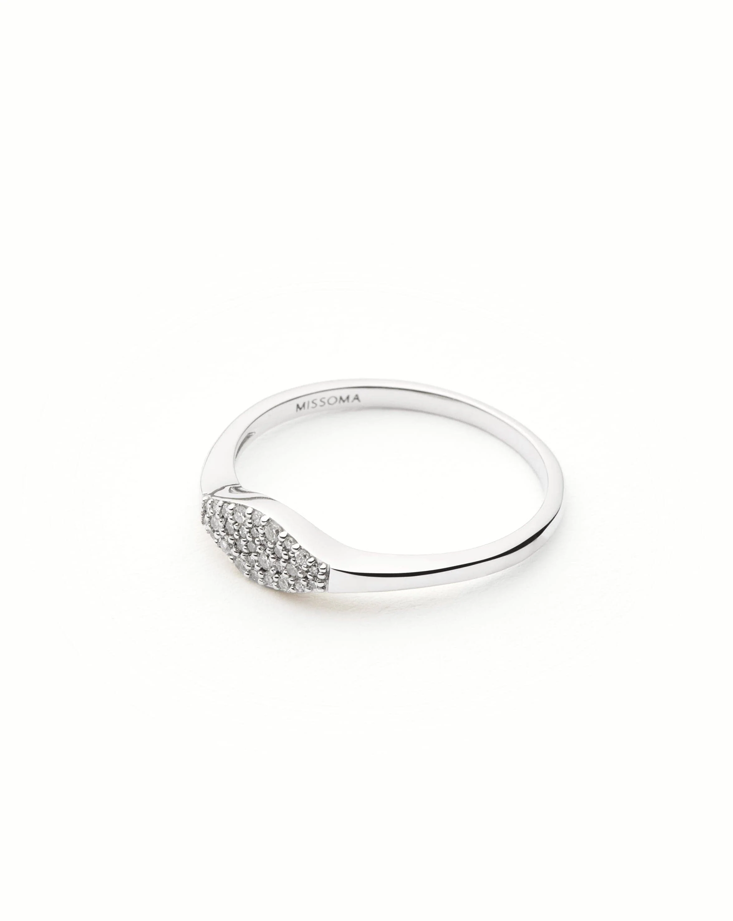 Solid Gold Diamond Signet Ring | 14k Solid White Gold/Diamond - Image 5