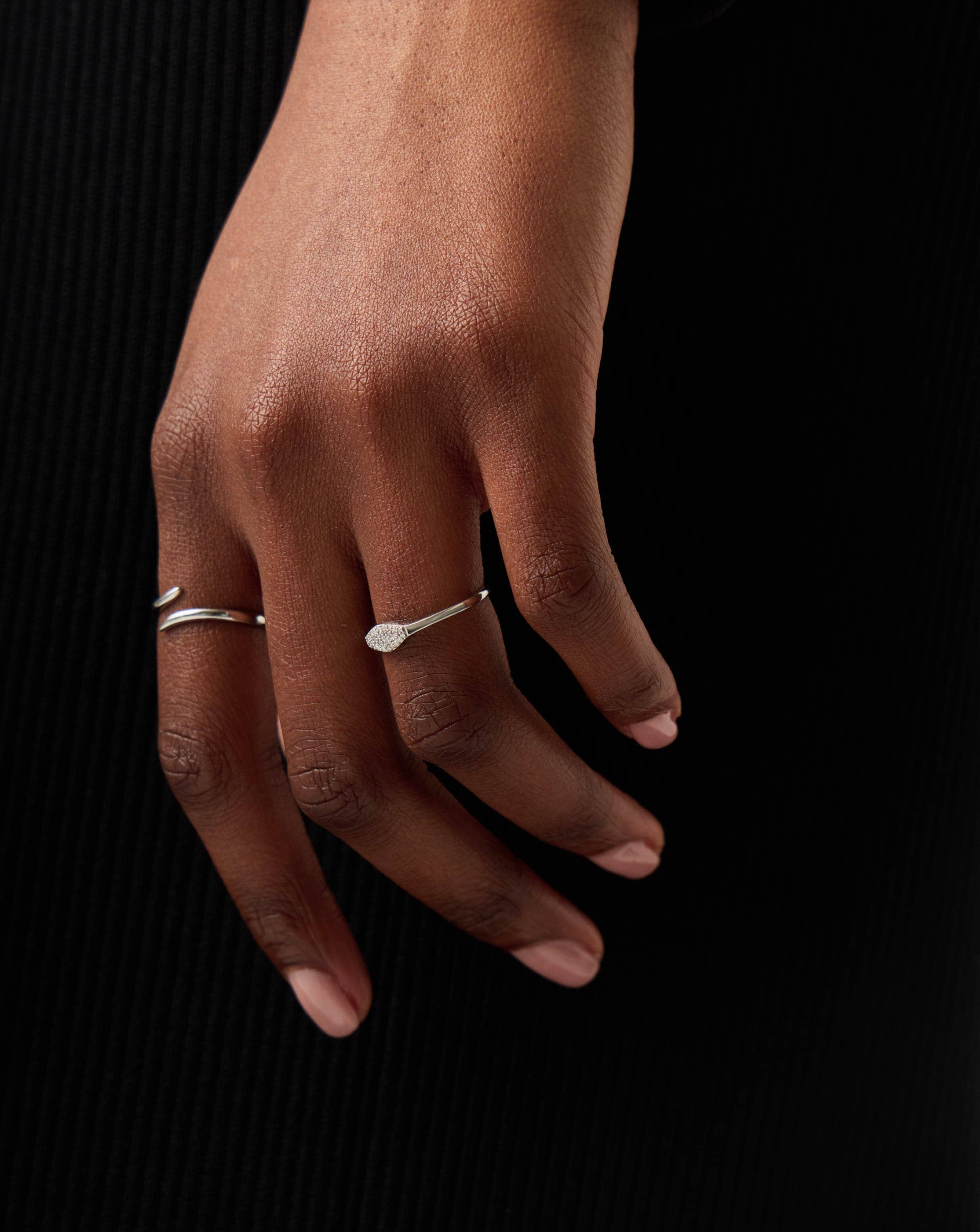 Solid Gold Diamond Signet Ring | 14k Solid White Gold/Diamond - Image 6
