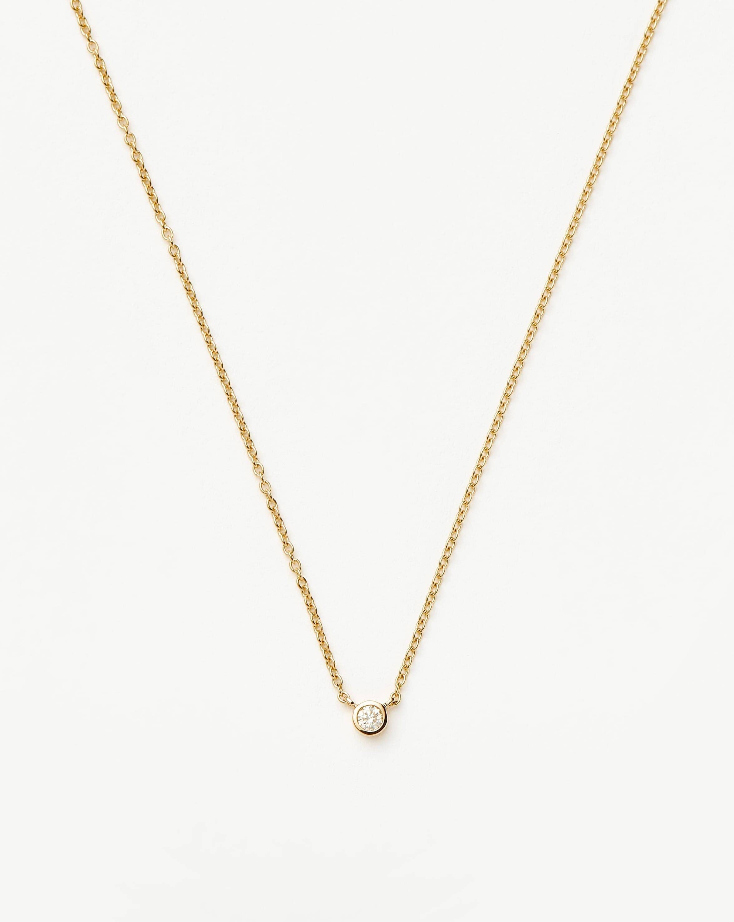 Solid Gold Diamond Solitaire Pendant Necklace | 14k Solid Gold/Diamond