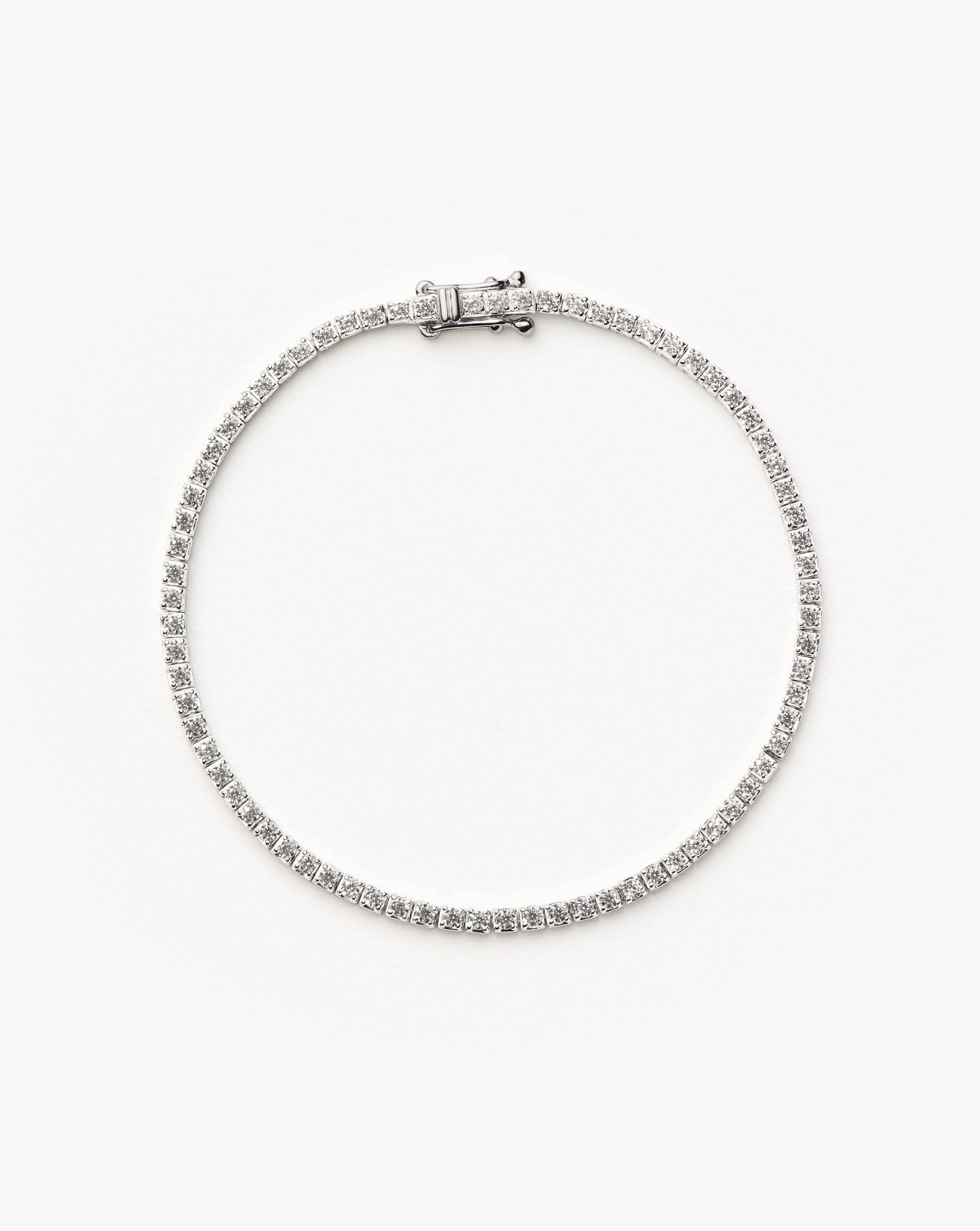Solid Gold Diamond Tennis Bracelet - Size XS/S | 14k Solid White Gold Lab Grown Diamonds