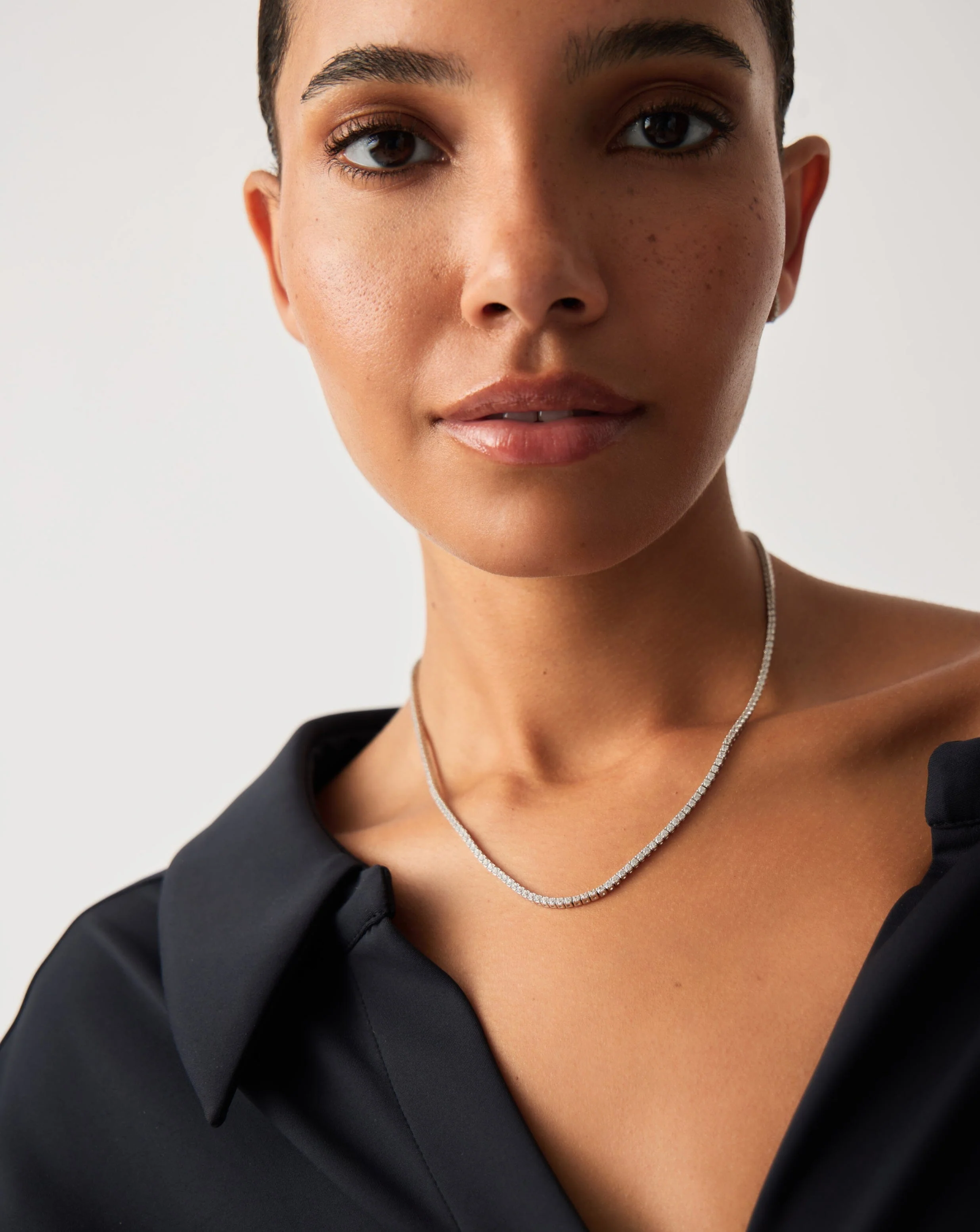 Solid Gold Diamond Tennis Necklace | 14k Solid White Gold Diamond - Image 2