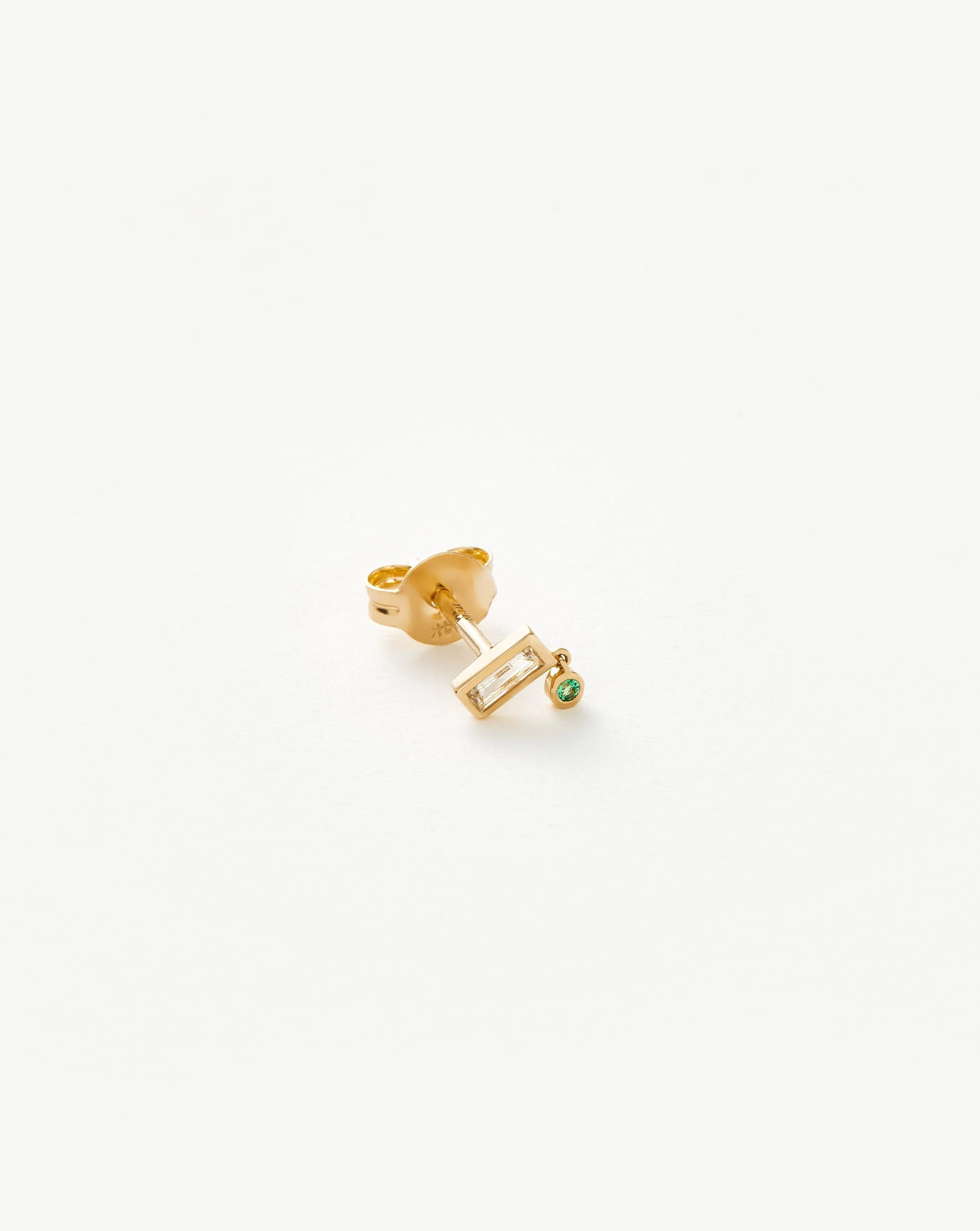 Solid Gold Emerald Single Drop Stud Earring - Image 4