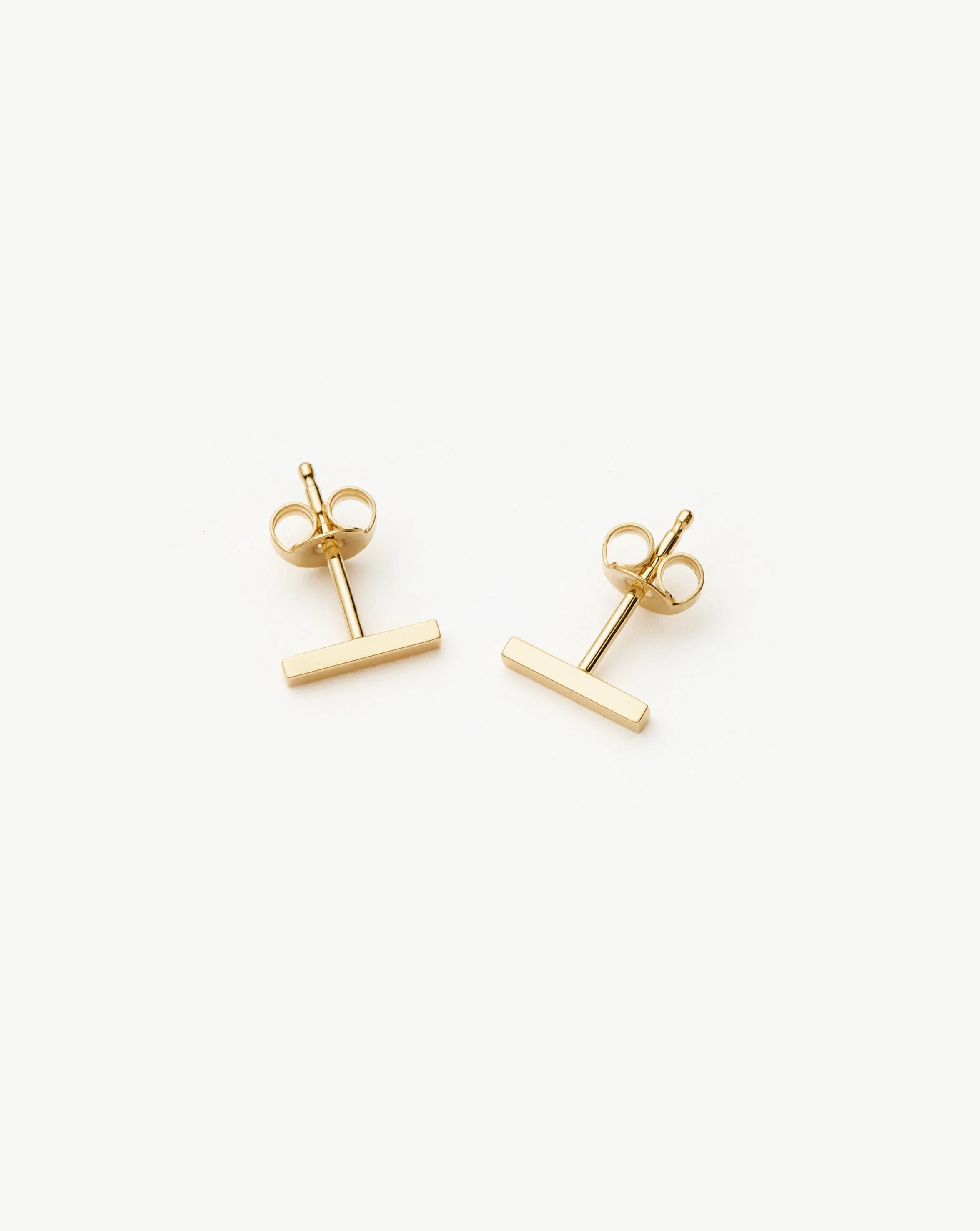Solid Gold Bar Stud Earrings | 14k Solid Gold - Image 4