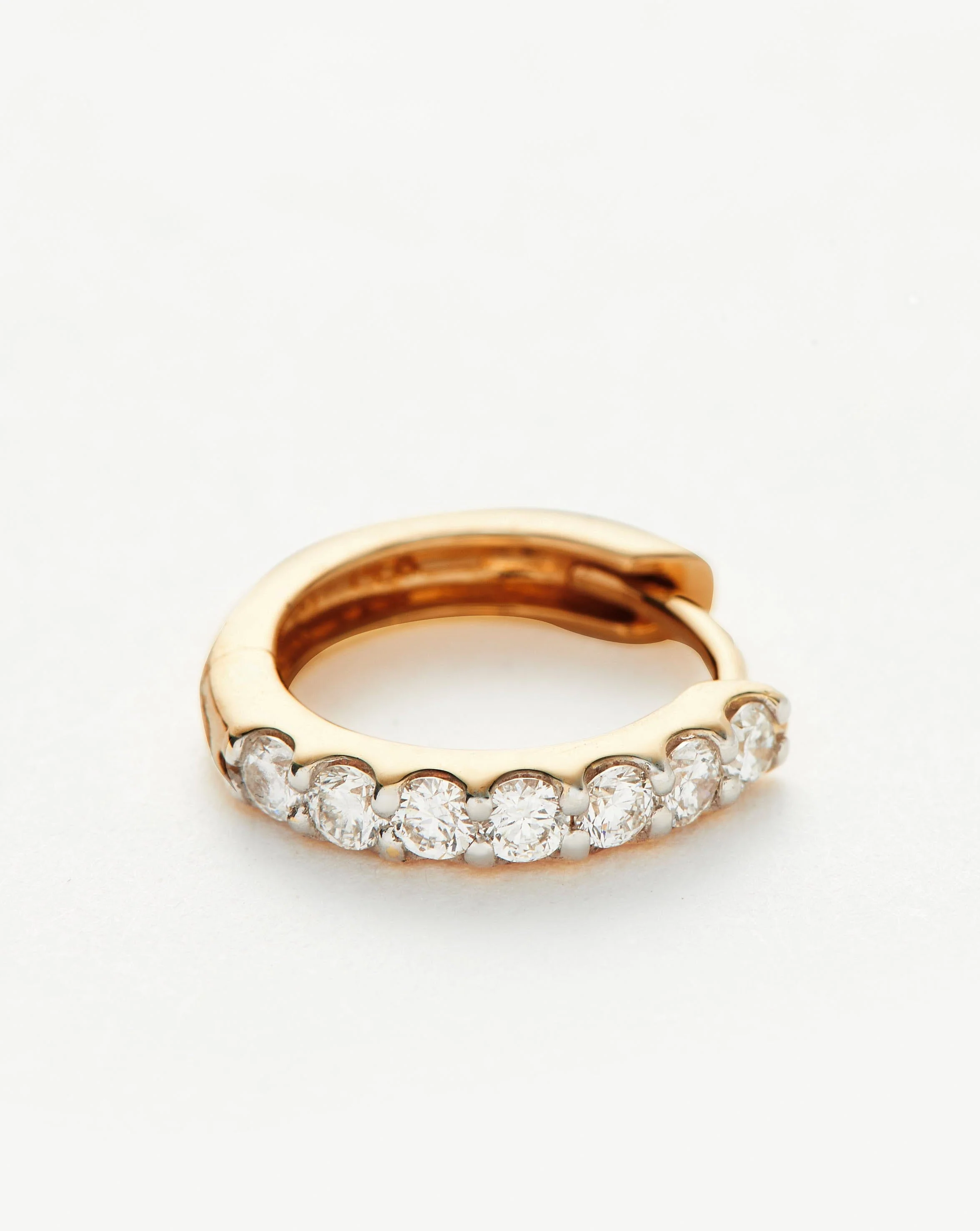 Solid Gold Classic Diamond Single Huggie | 14k Solid Gold - Image 4