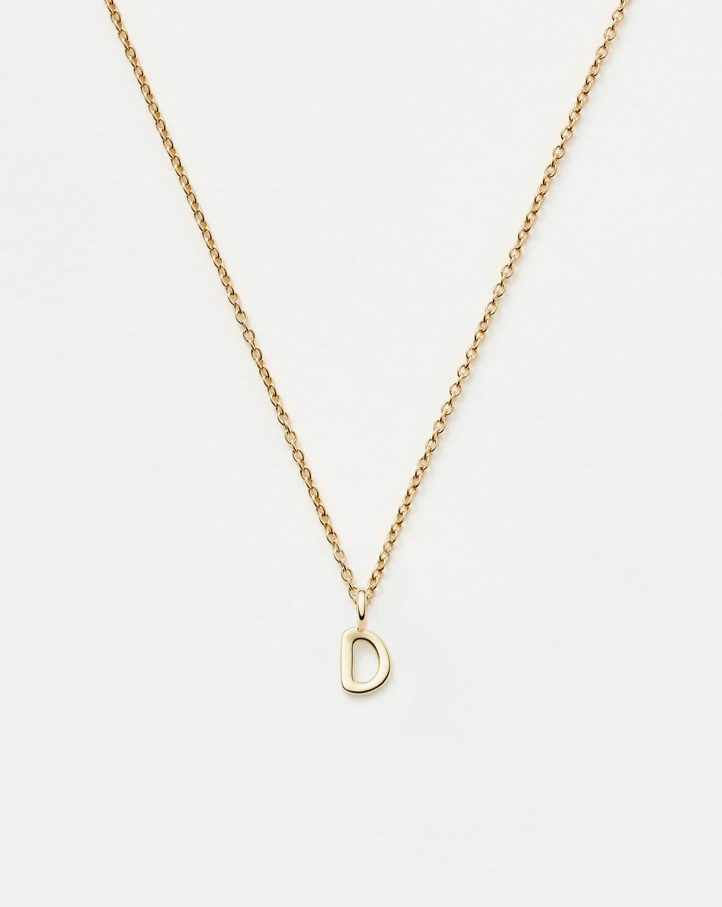 Solid Gold Initial Mini Pendant Necklace - D | 14k Solid Gold