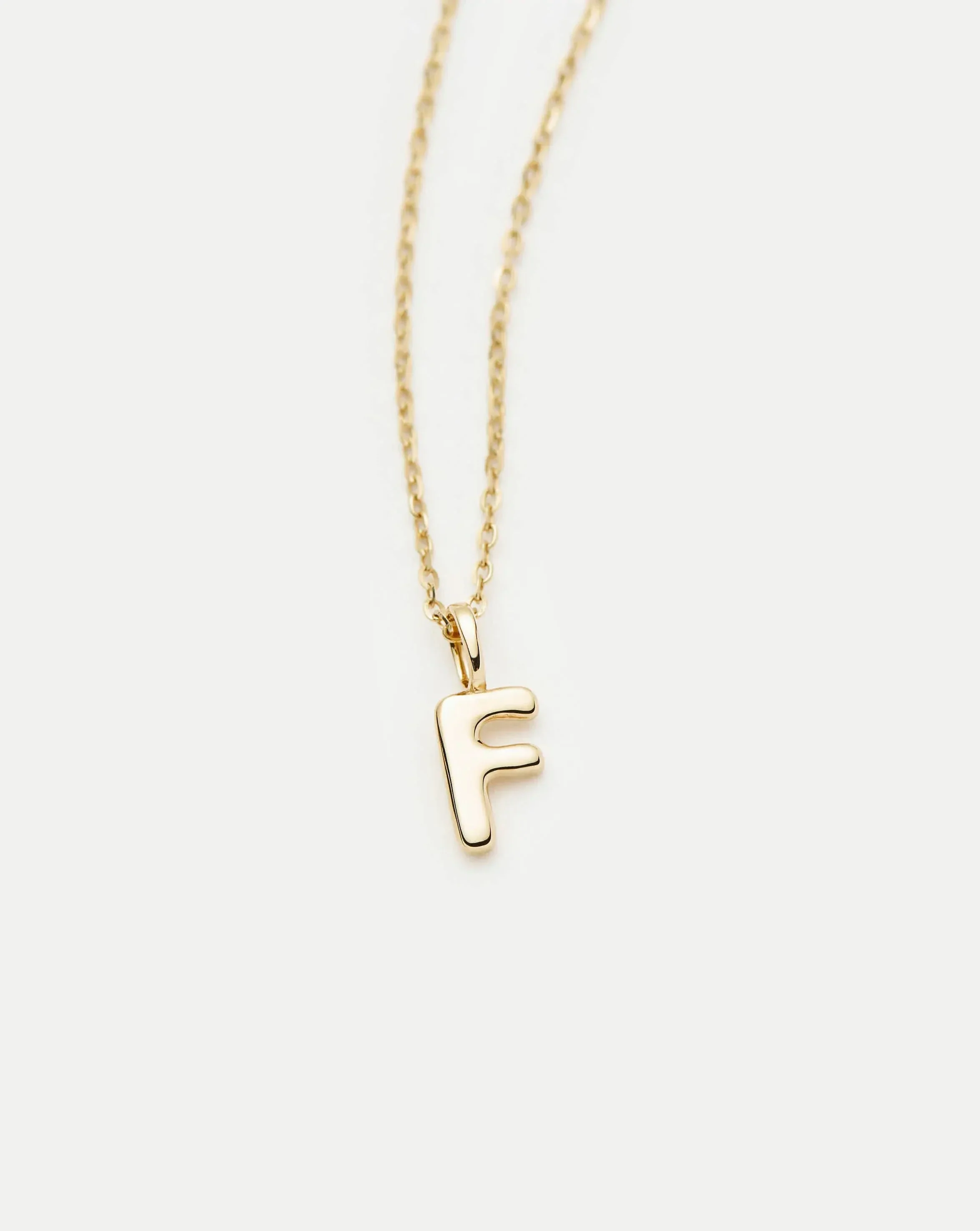 Solid Gold Initial Mini Pendant Necklace - F | 14k Solid Gold - Image 2