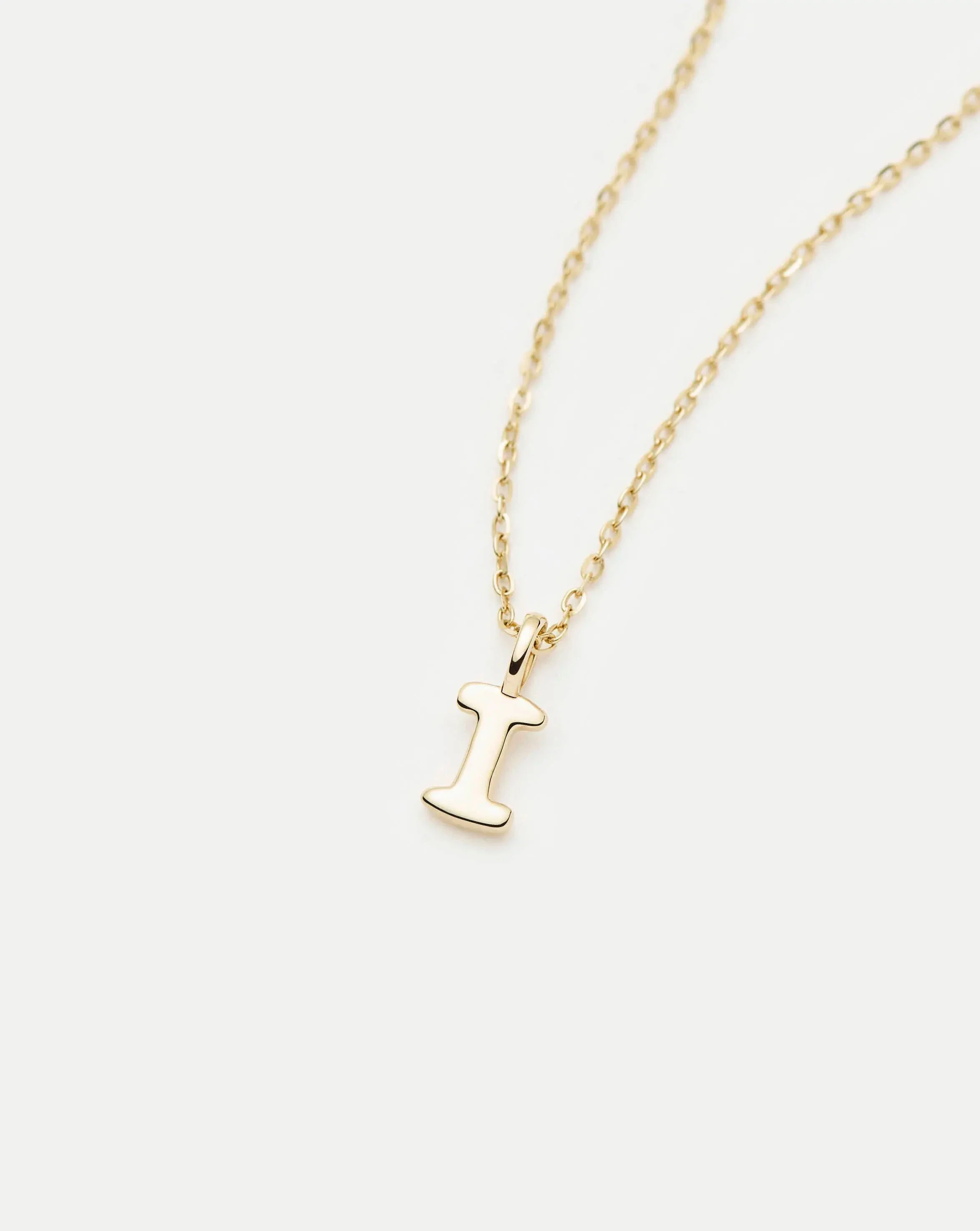 Solid Gold Initial Mini Pendant Necklace - I | 14k Solid Gold - Image 2