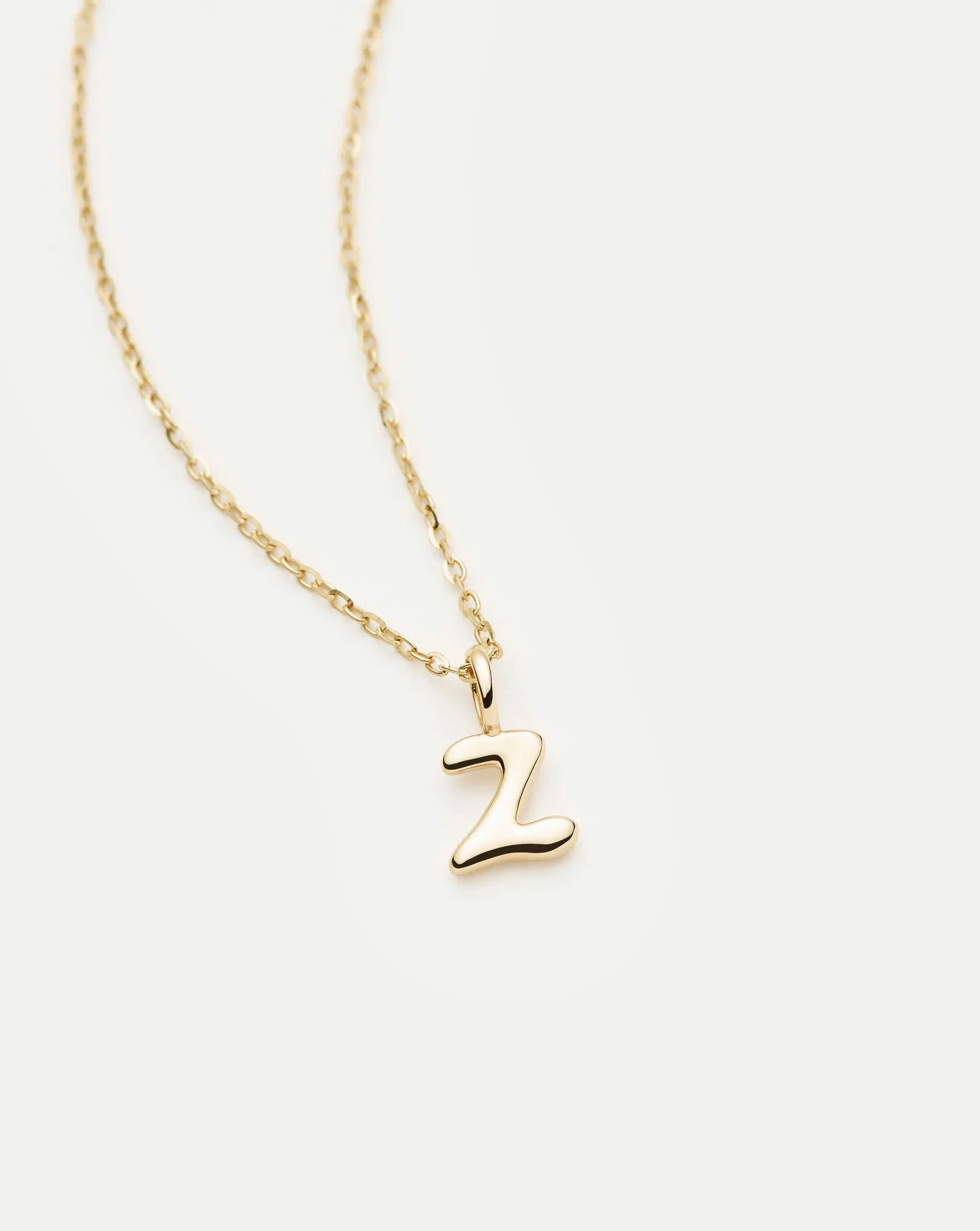 Solid Gold Initial Mini Pendant Necklace - Z | 14k Solid Gold - Image 2