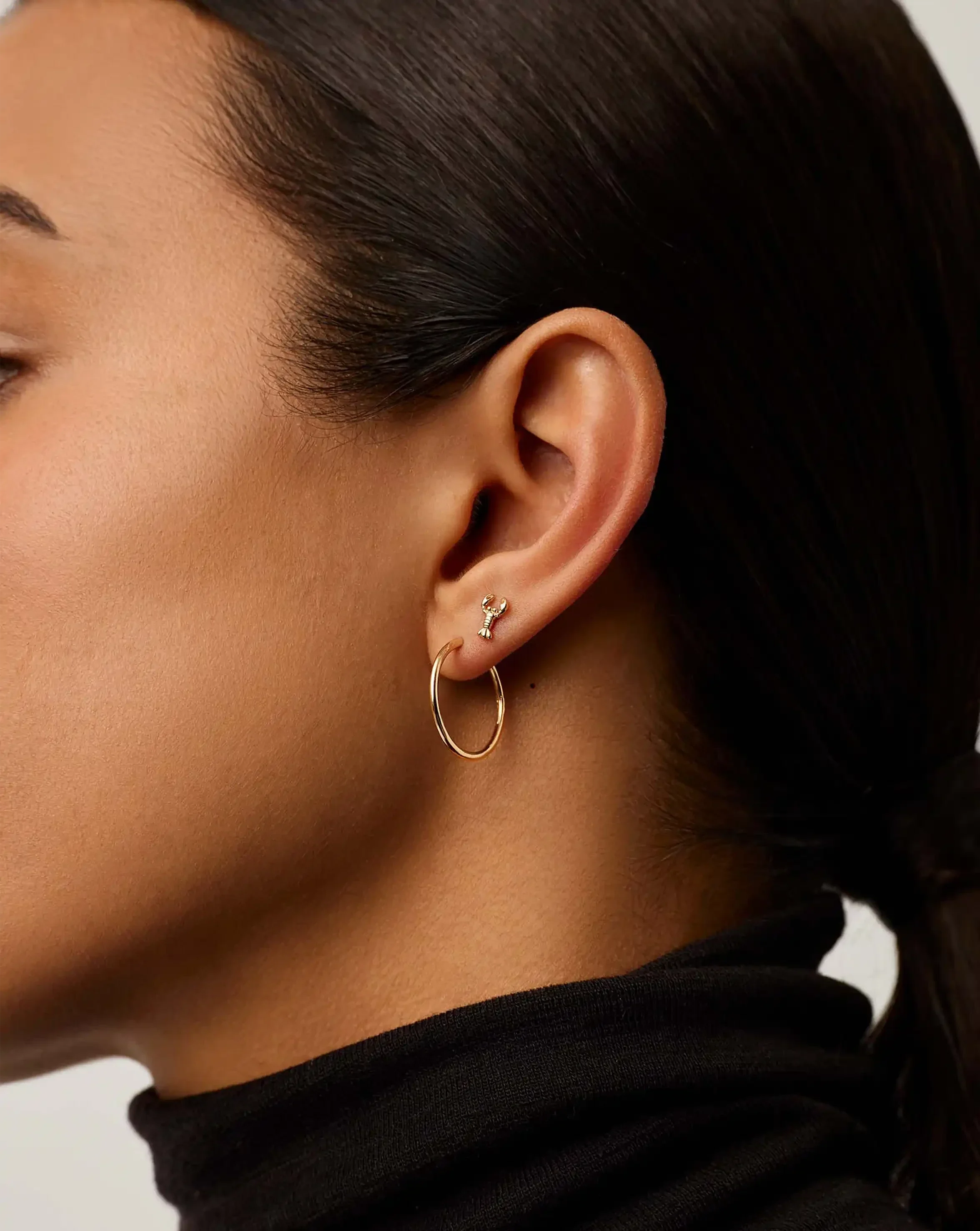 Solid Gold Lobster Single Stud Earring | 14k Solid Gold - Image 2
