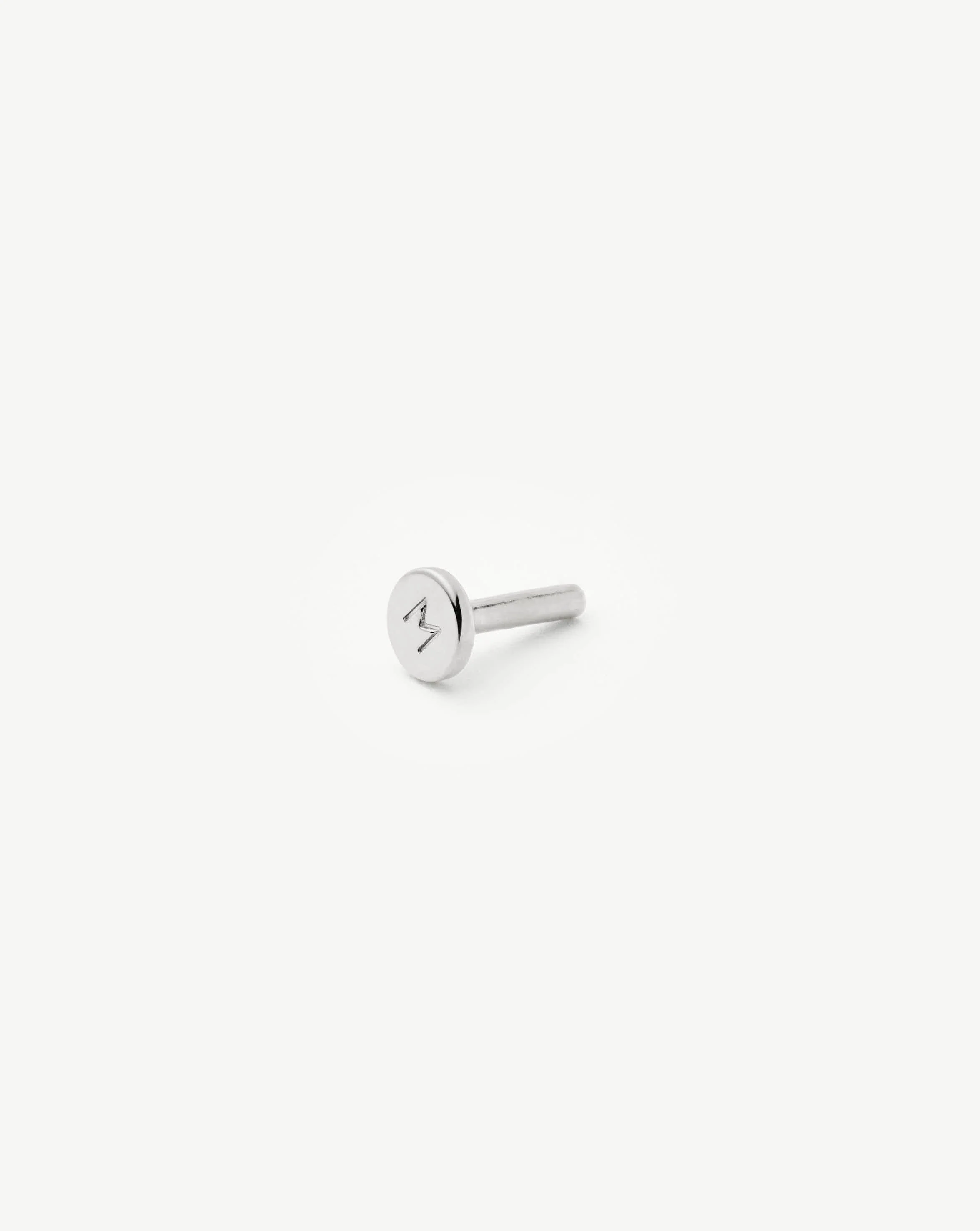 Solid Gold Moon Flat Back Stud Earring | 14k White Gold - Image 3