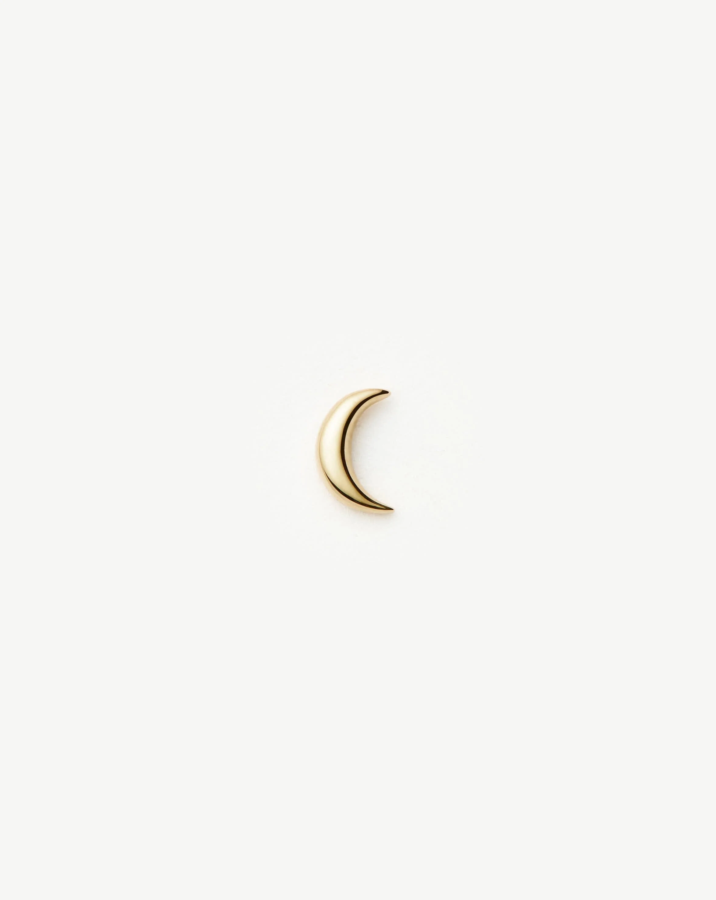 Solid Gold Moon Flat Back Stud Earring | 14k Yellow Gold