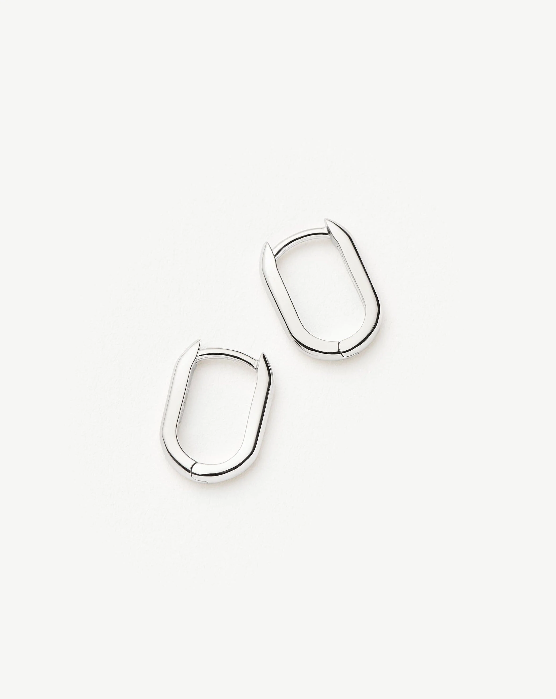 Solid Gold Ovate Mini Hoop Earrings | 14k Solid White Gold - Image 4