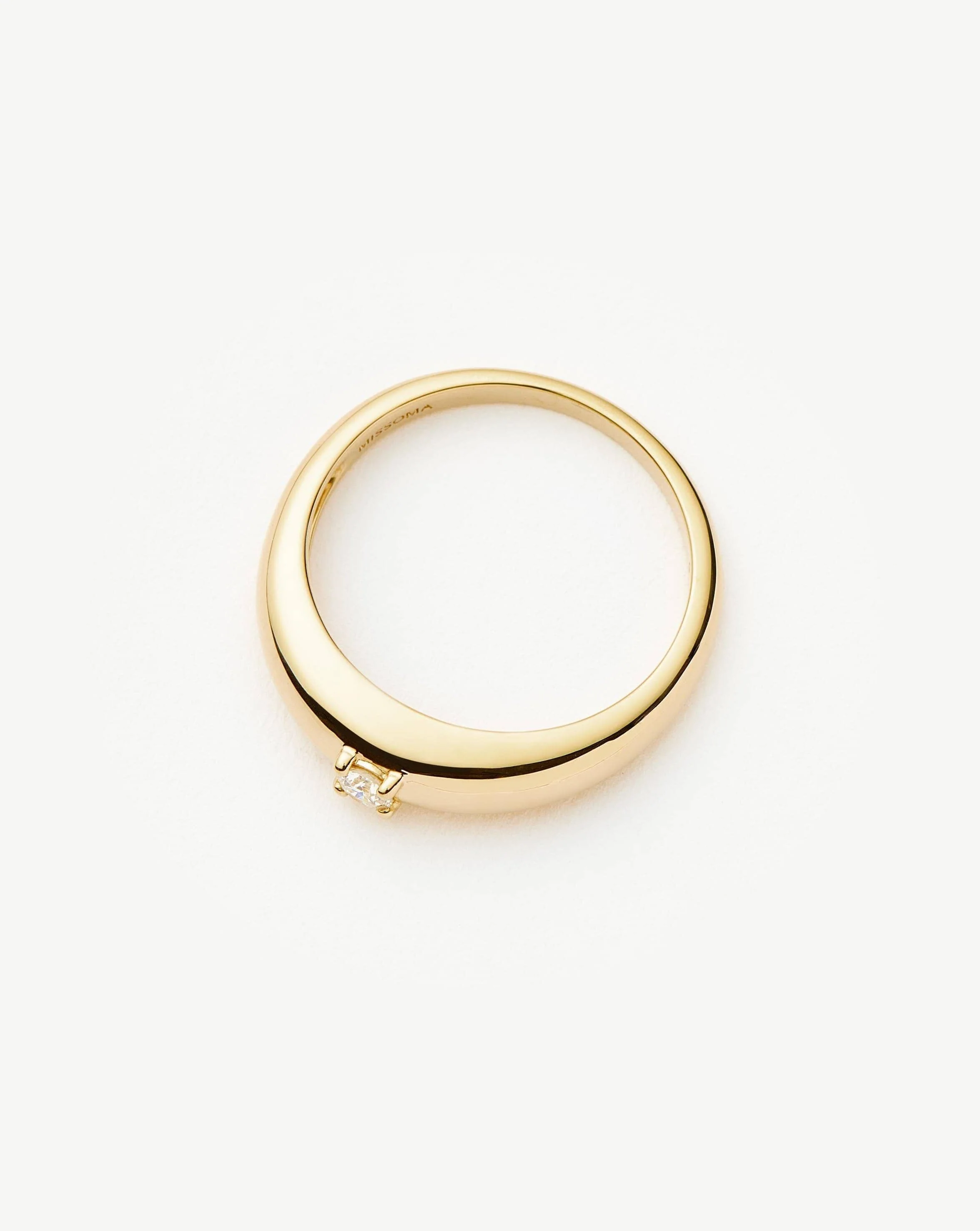 Solid Gold Single Diamond Classic Dome Ring | 14k Solid Gold/Diamond - Image 5
