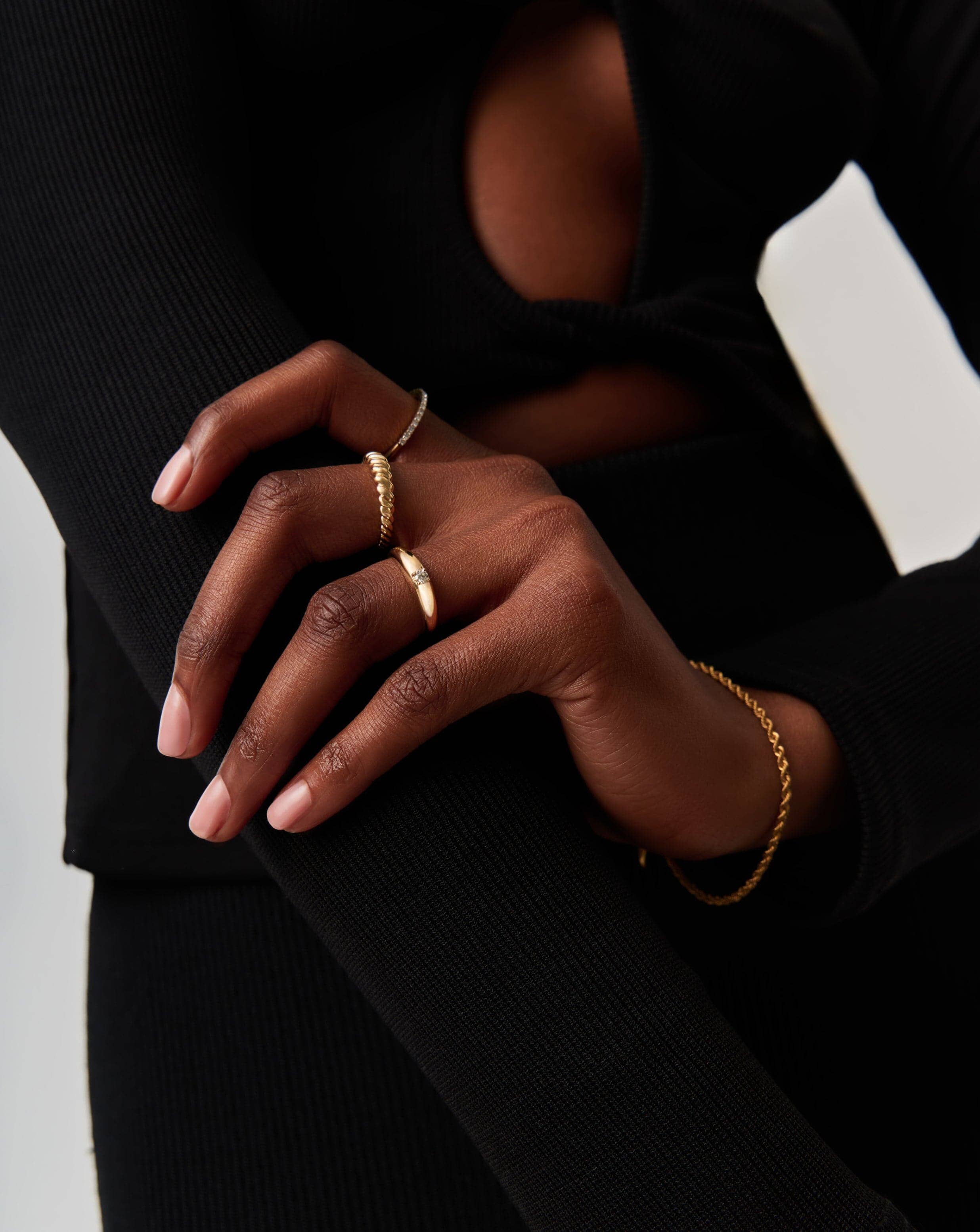 Solid Gold Single Diamond Classic Dome Ring | 14k Solid Gold/Diamond - Image 6
