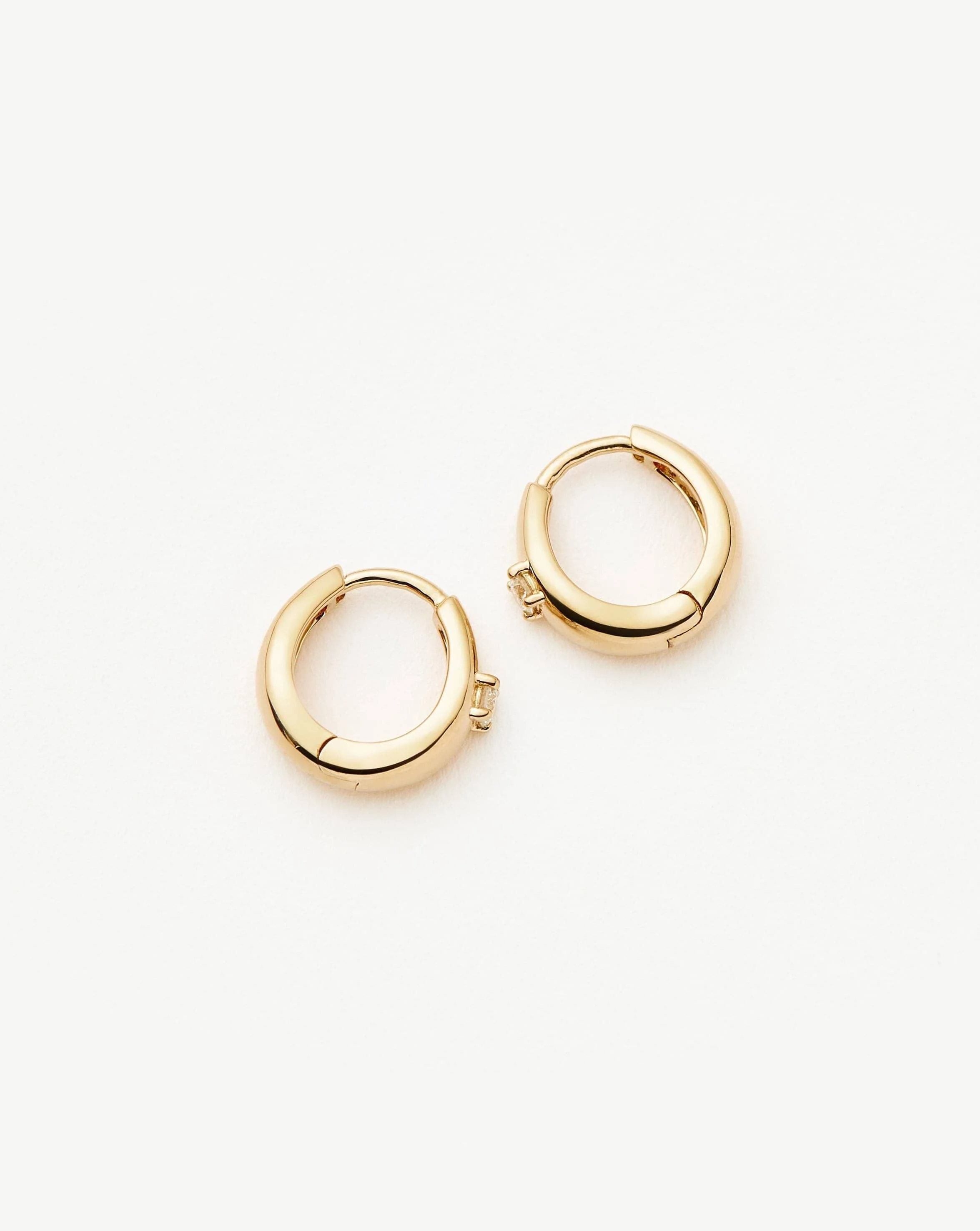 Solid Gold Diamond Dome Huggies | 14k Solid Gold/Diamond - Image 5