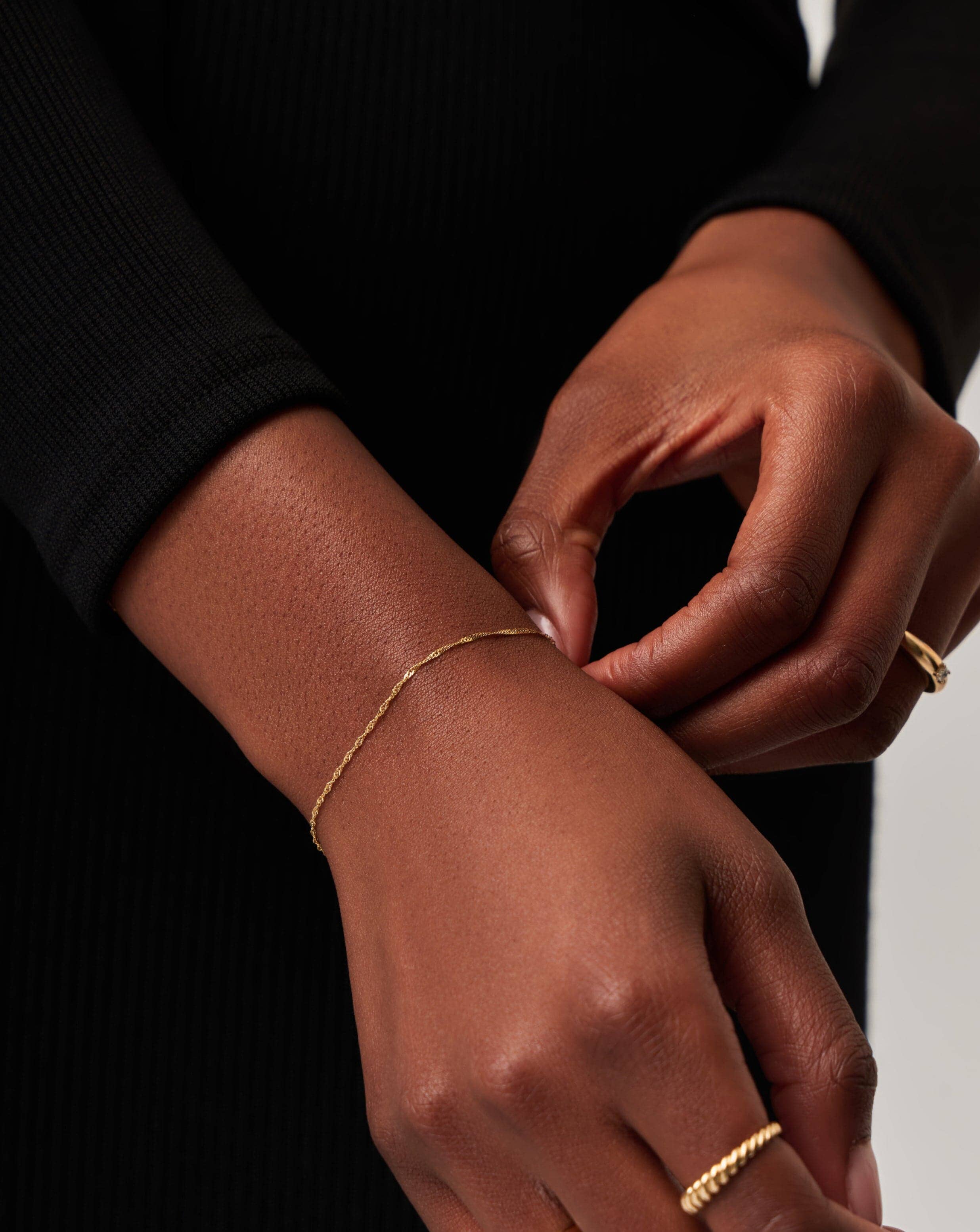 Solid Gold Twisted Chain Bracelet | 14k Solid Gold - Image 2