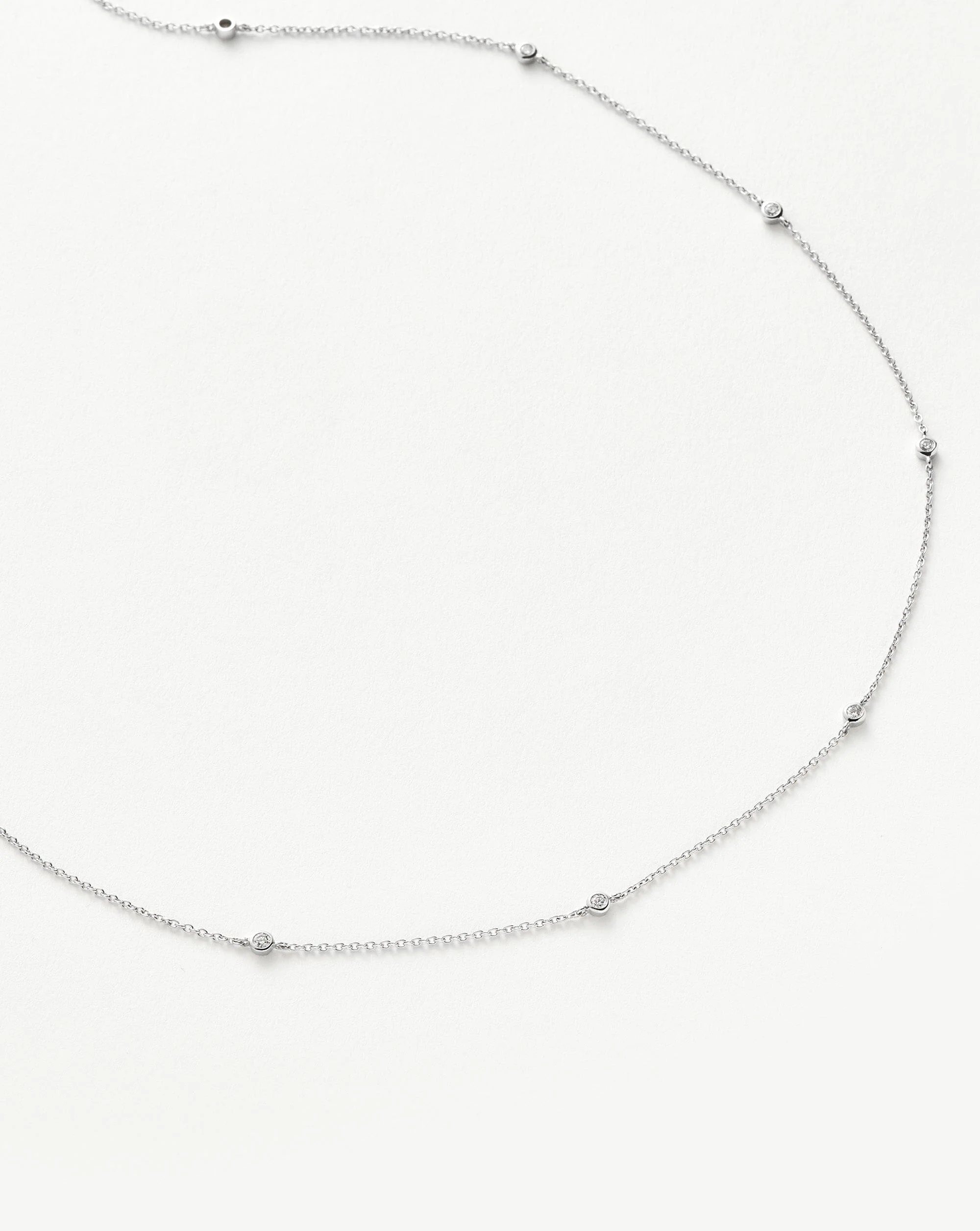 Solid Gold Floating Diamond Necklace | 14k White Gold - Image 4