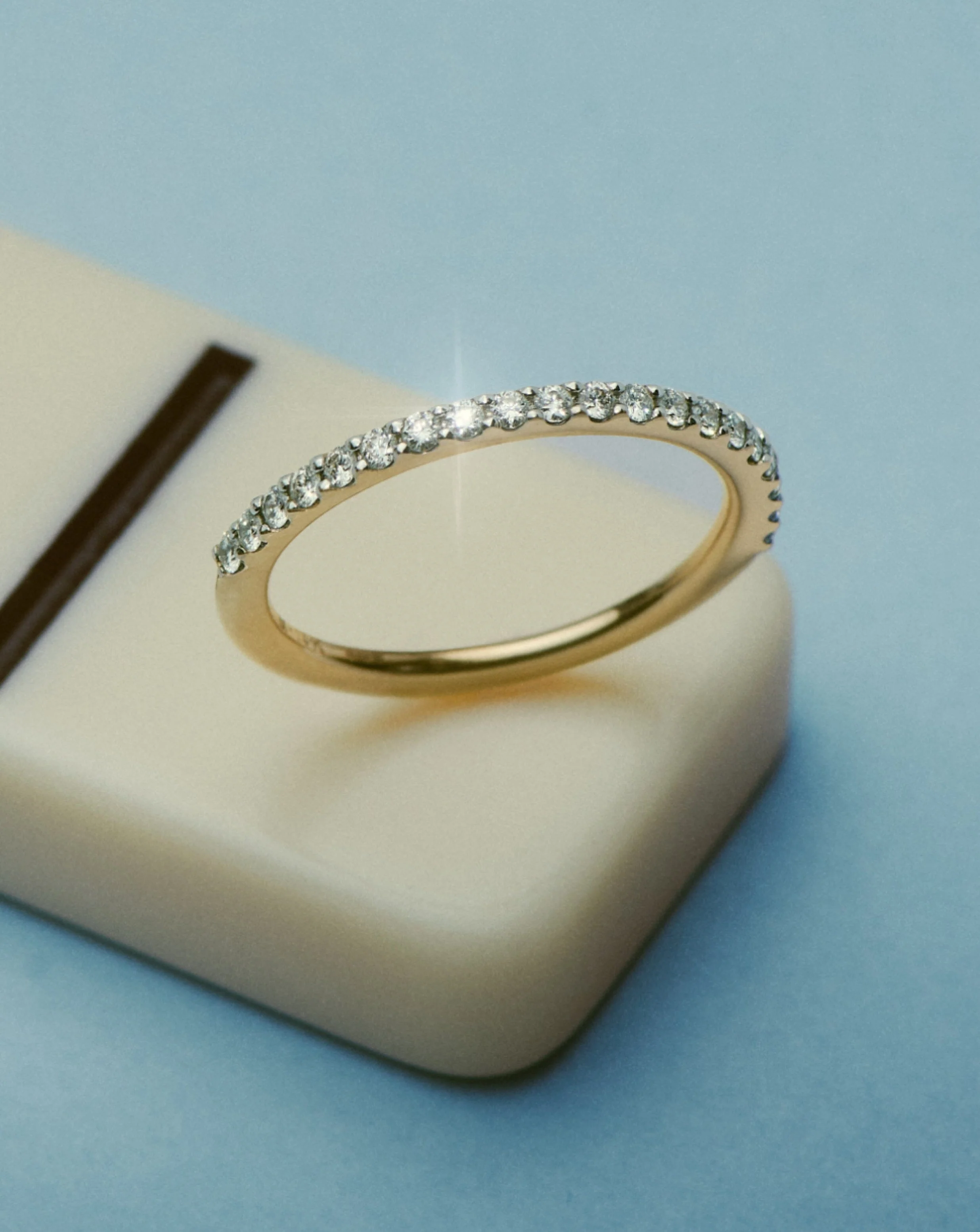 Solid Gold Slim Half Eternity Ring | 14k Solid Gold/ Lab Grown Diamonds - Image 4