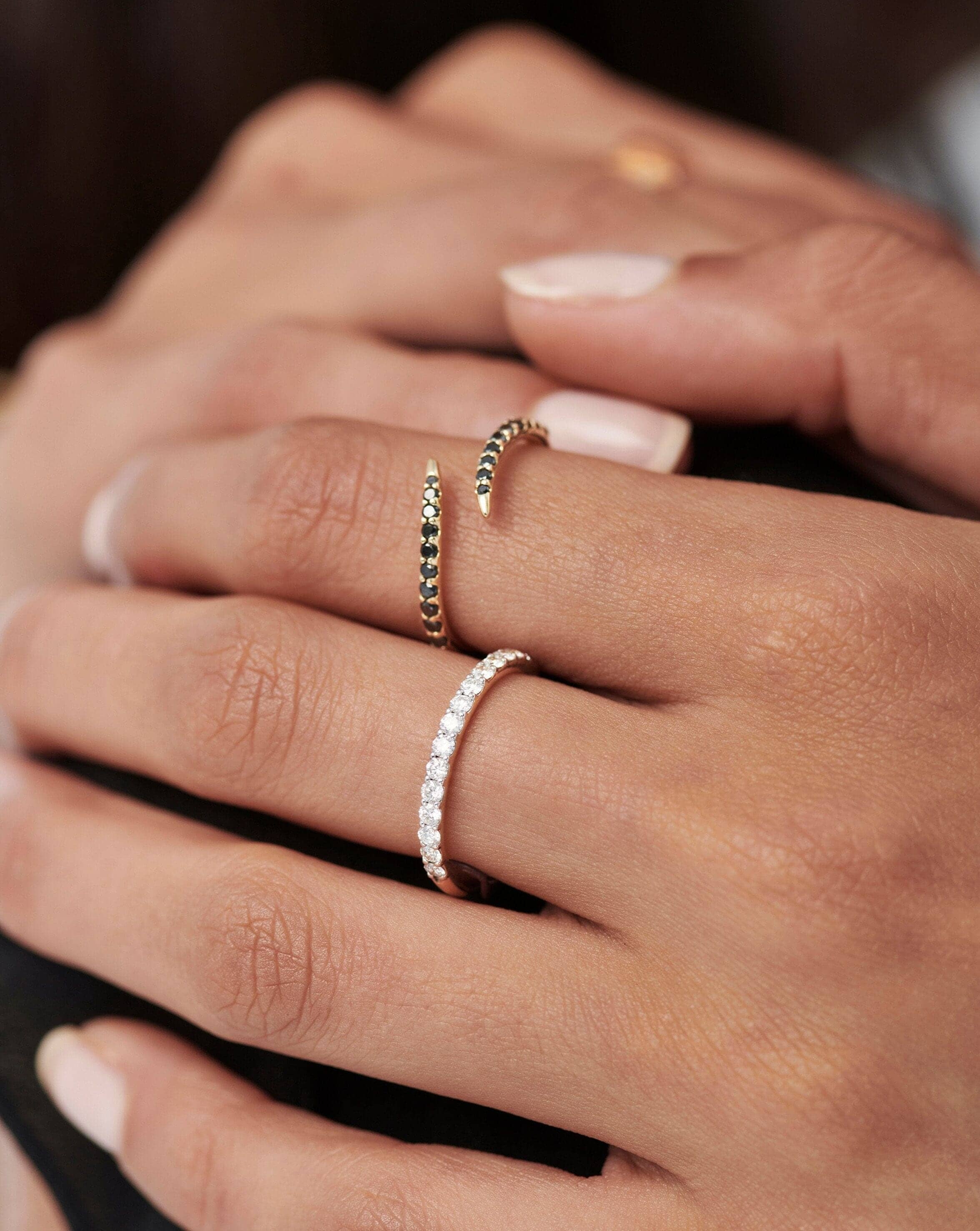 Solid Gold Slim Half Eternity Ring | 14k Solid Gold/ Lab Grown Diamonds - Image 5
