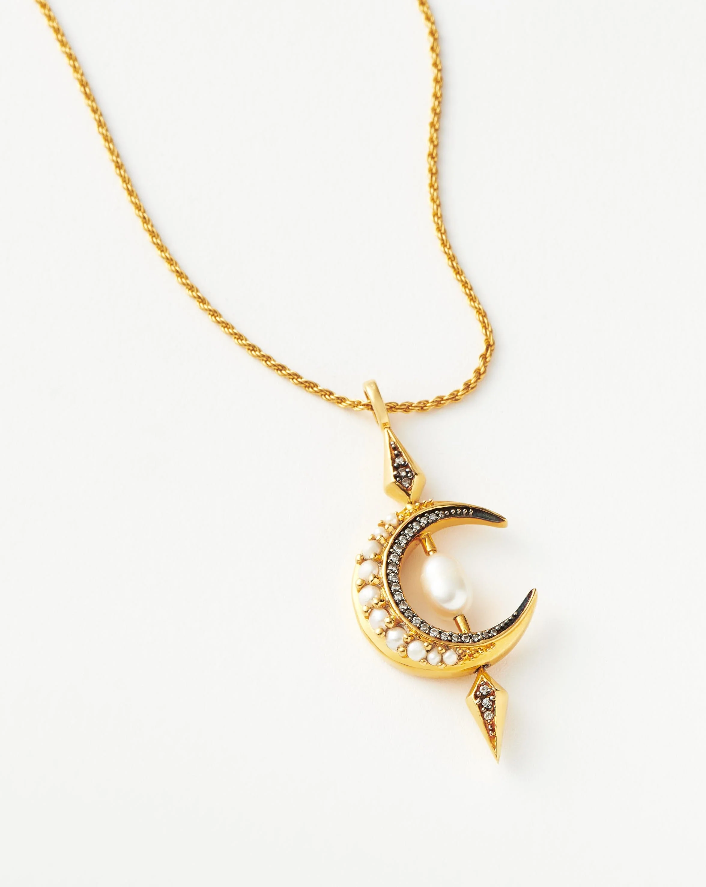 Harris Reed Crescent Moon Pearl Necklace | 18k Gold Vermeil/Pearl - Image 4