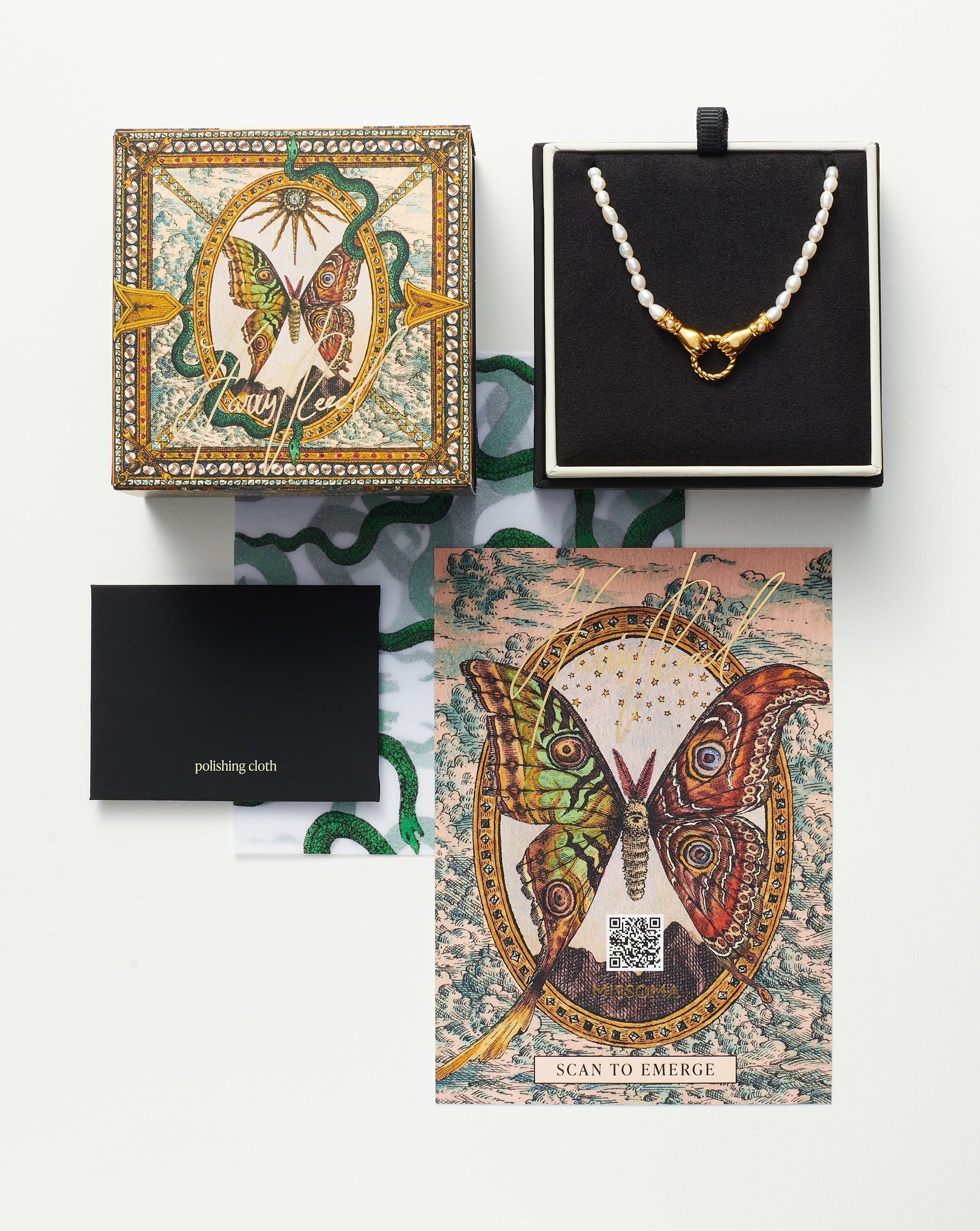 Harris Reed Solid Gold Serpent Necklace | 14k Solid Gold/Pearl & Diamond - Image 5