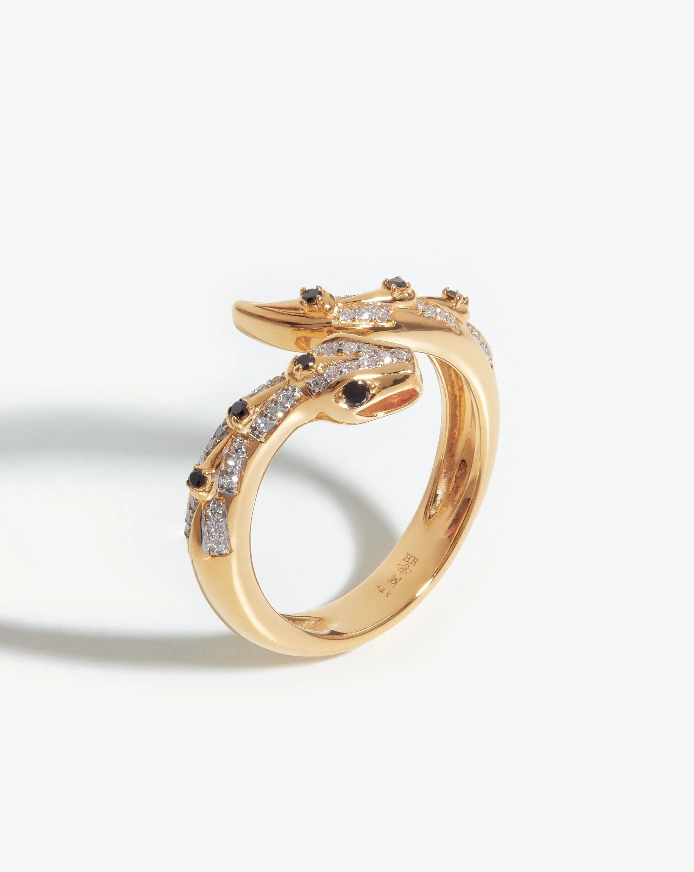 Harris Reed Solid Gold Serpent Ring | 14k Solid Gold/Diamond