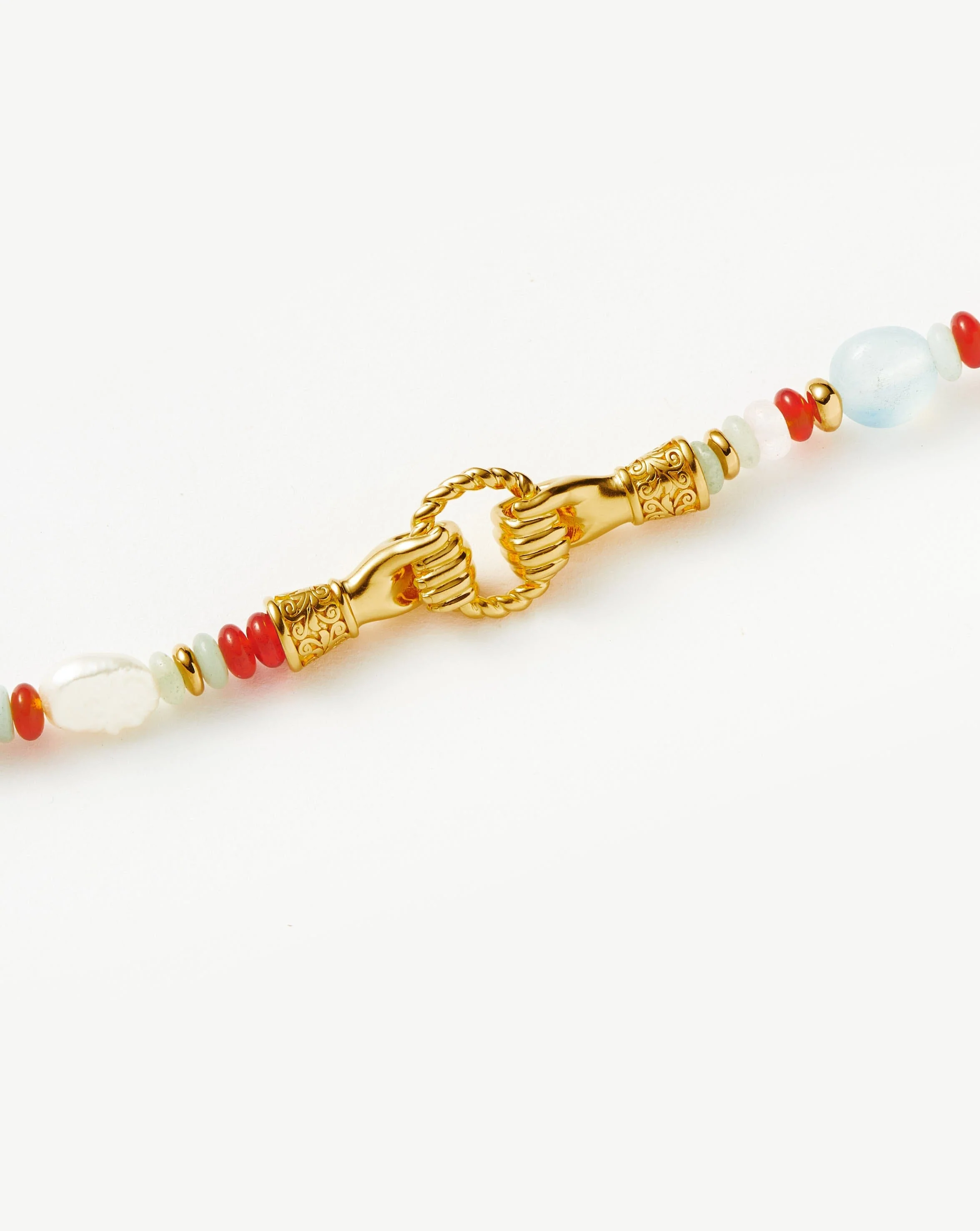 Harris Reed In Good Hands Beaded Gemstone Bracelet | 18k Gold Plated/Multi Gemstone & Pearl - Image 4