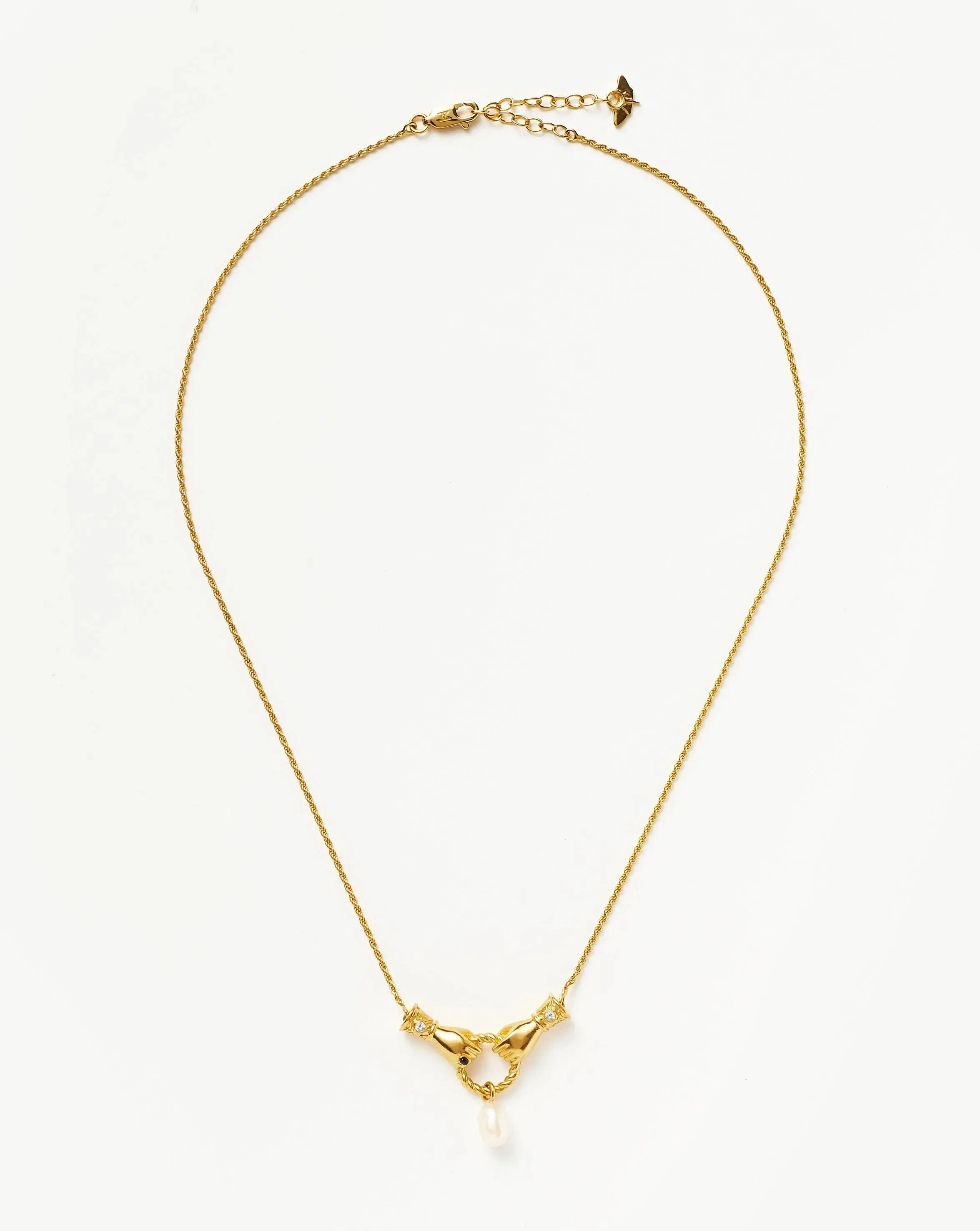 Harris Reed In Good Hands Drop Pendant Necklace | 18k Gold Plated/Pearl & Black Onyx - Image 5