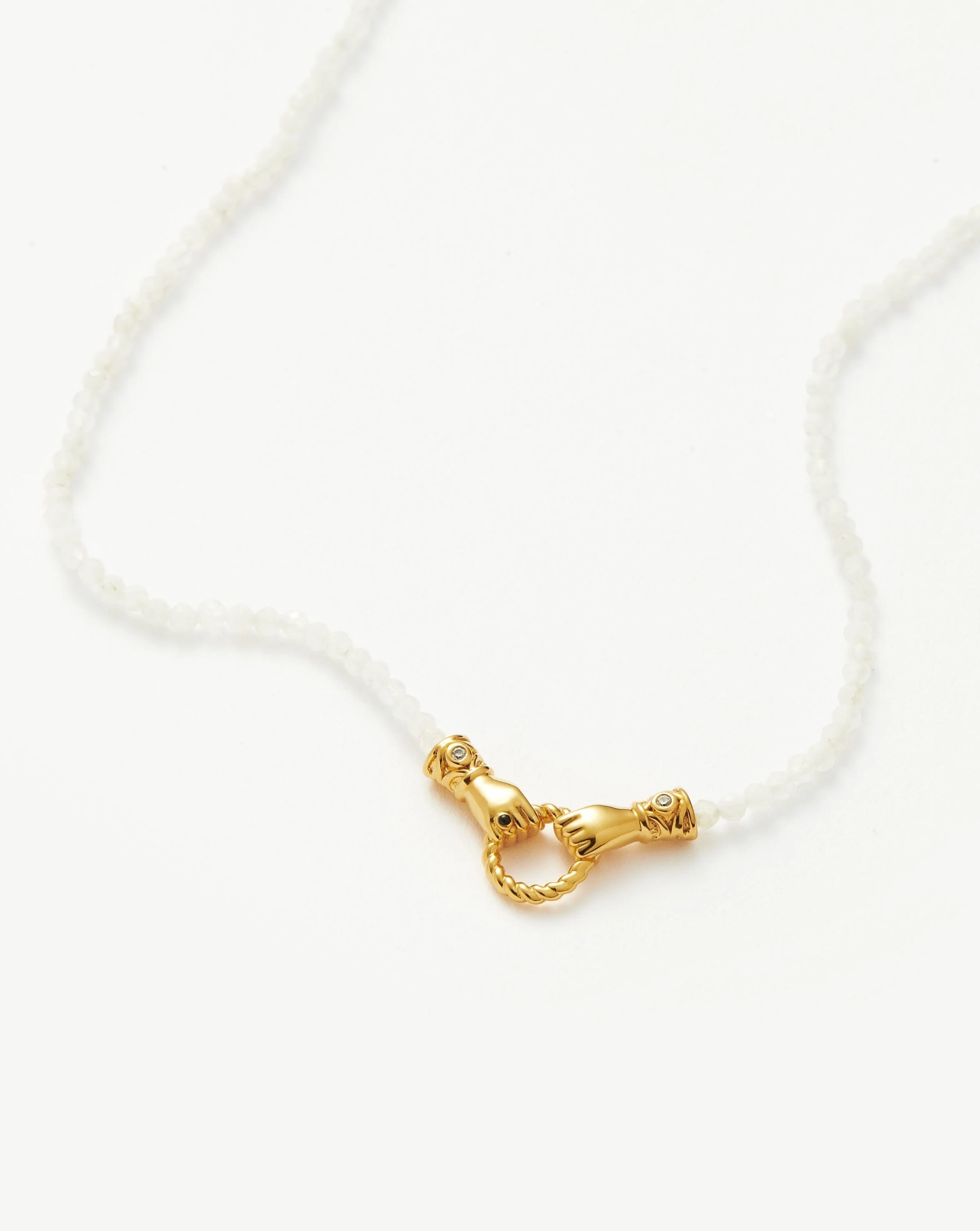 Harris Reed In Good Hands Mini Beaded Gemstone Necklace | 18k Gold Plated/Rainbow Moonstone - Image 5