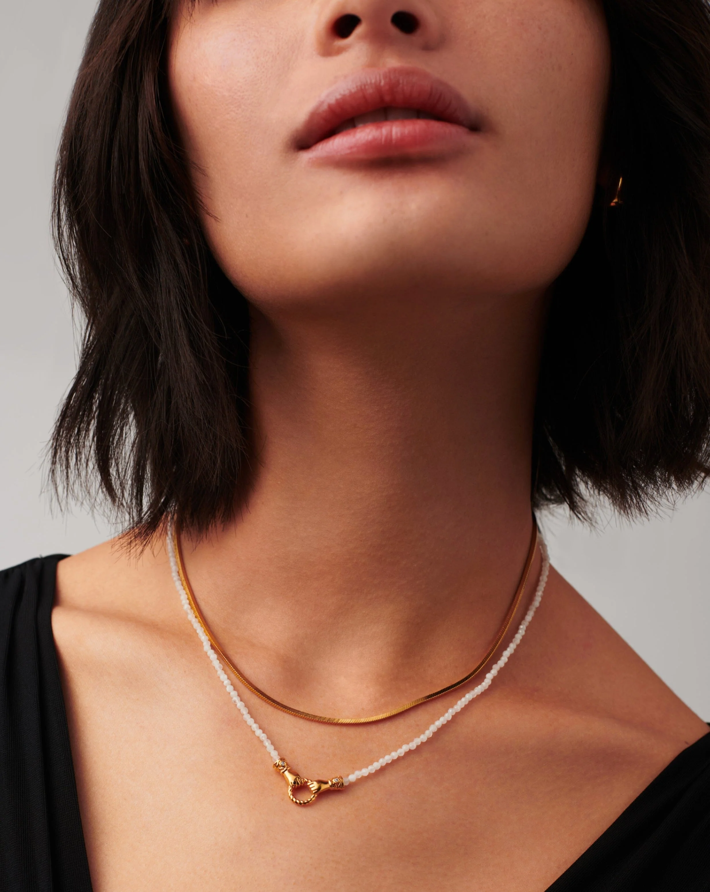Harris Reed In Good Hands Mini Beaded Gemstone Necklace | 18k Gold Plated/Rainbow Moonstone - Image 6