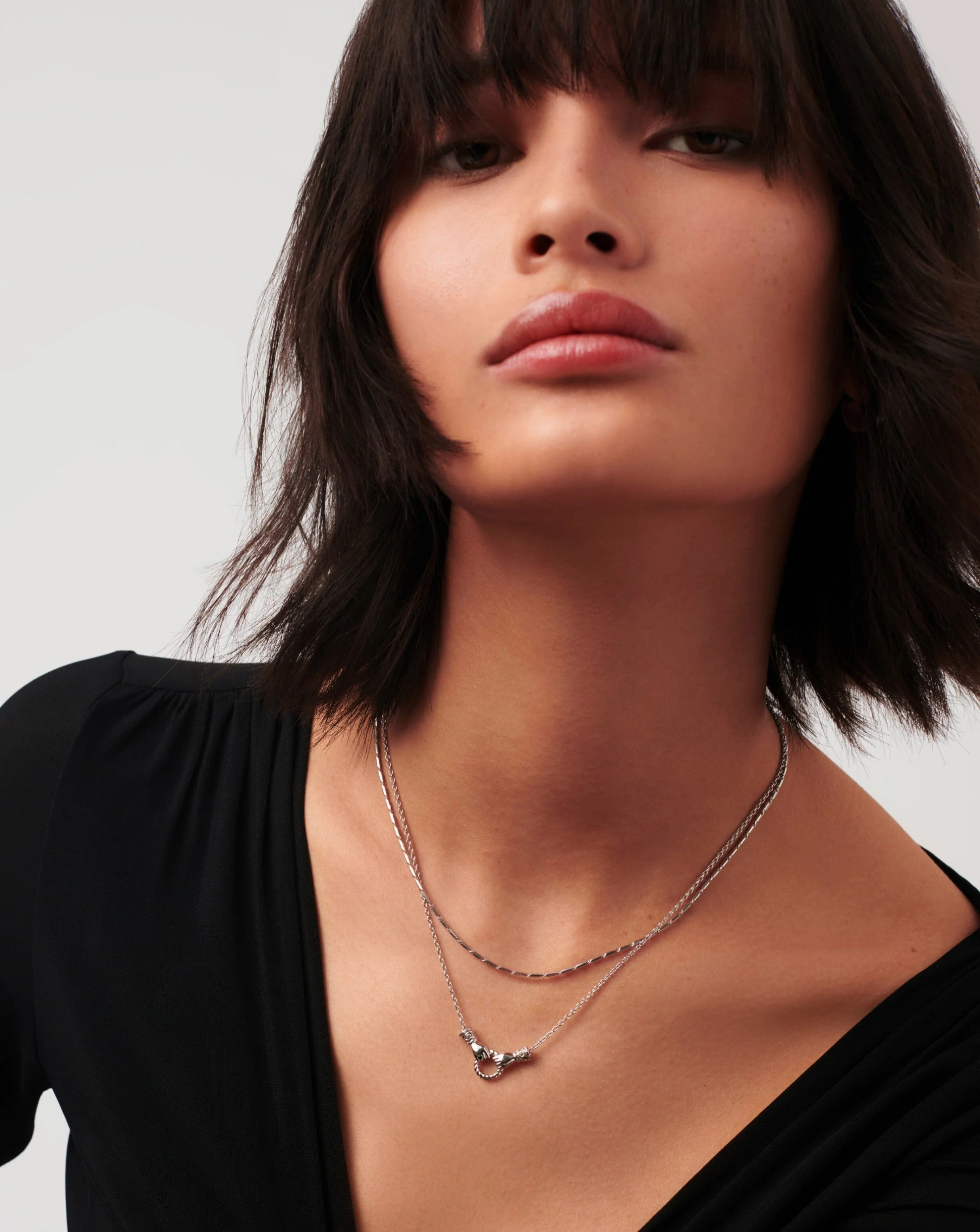Harris Reed In Good Hands Mini Pendant Slider Necklace | Silver Plated/Cubic Zirconia & Black Onyx - Image 6