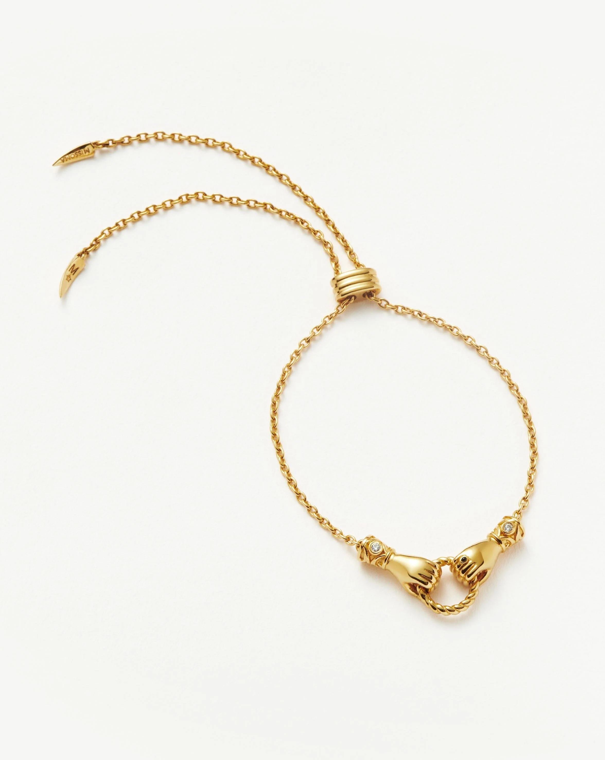 Harris Reed In Good Hands Slider Bracelet | 18k Gold Plated/Cubic Zirconia & Black Onyx - Image 5