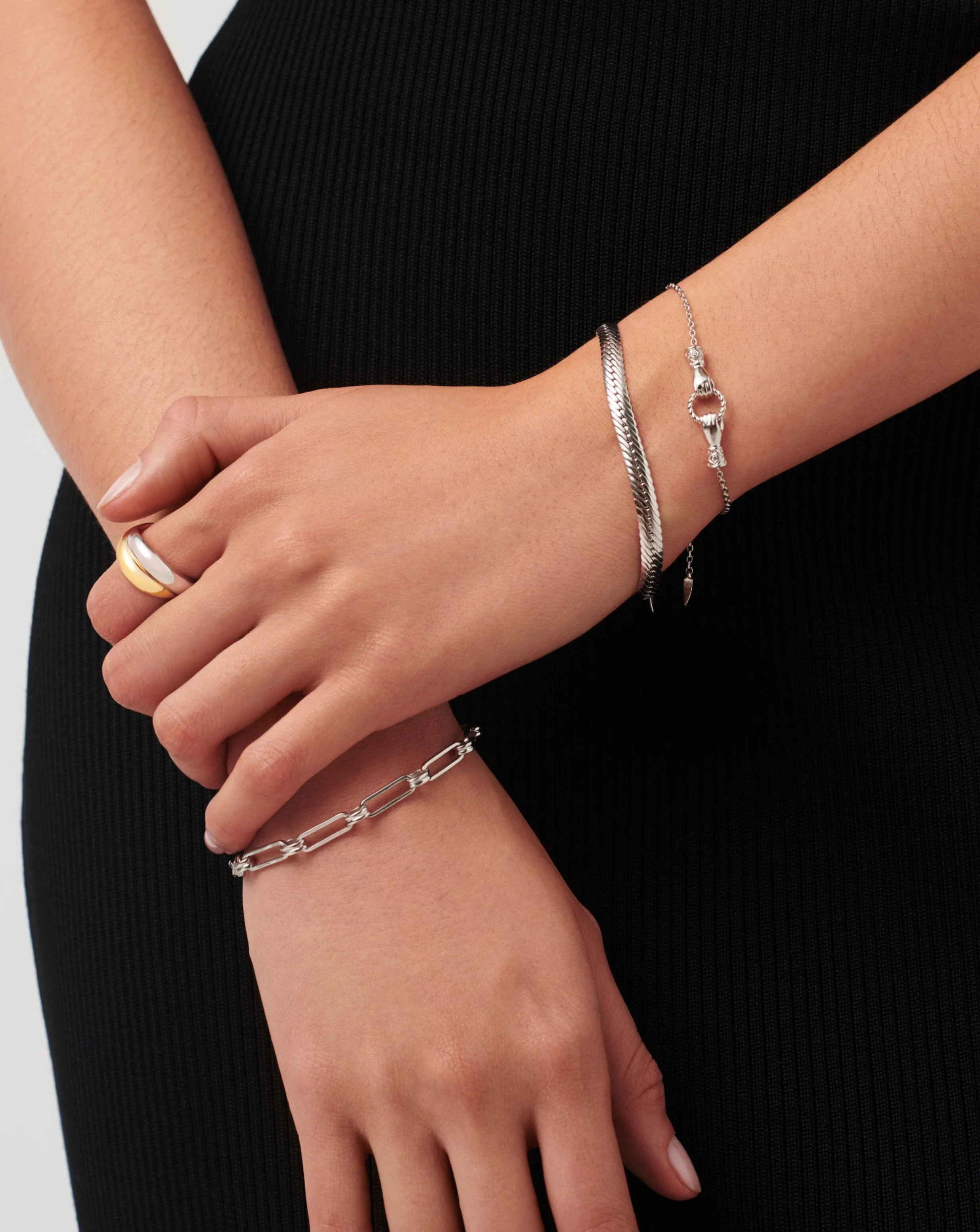 Harris Reed In Good Hands Slider Bracelet | Silver Plated/Cubic Zirconia & Black Onyx - Image 3