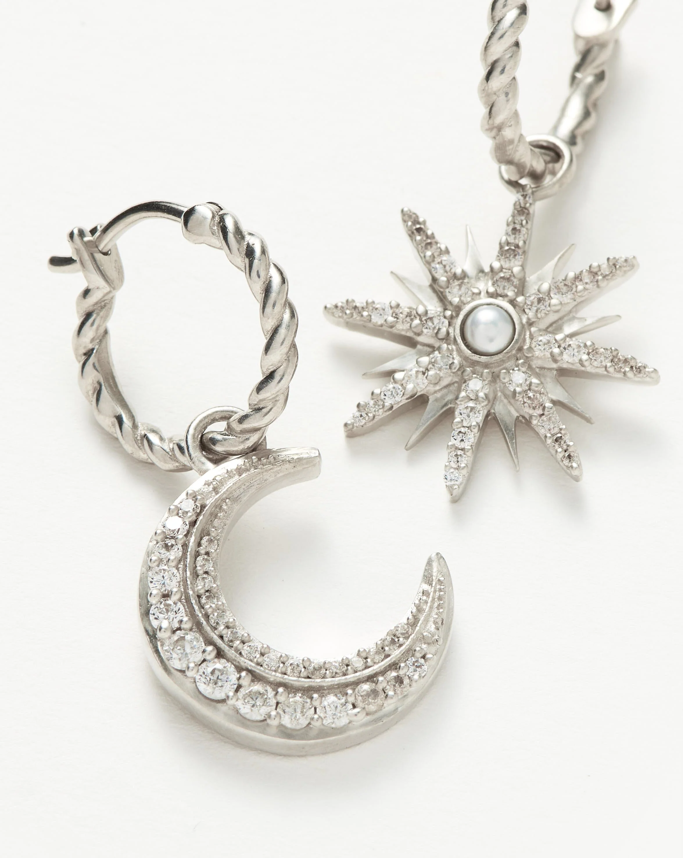 Harris Reed Moonlight Pearl Hoop Earrings | Silver Plated/Pearl - Image 4
