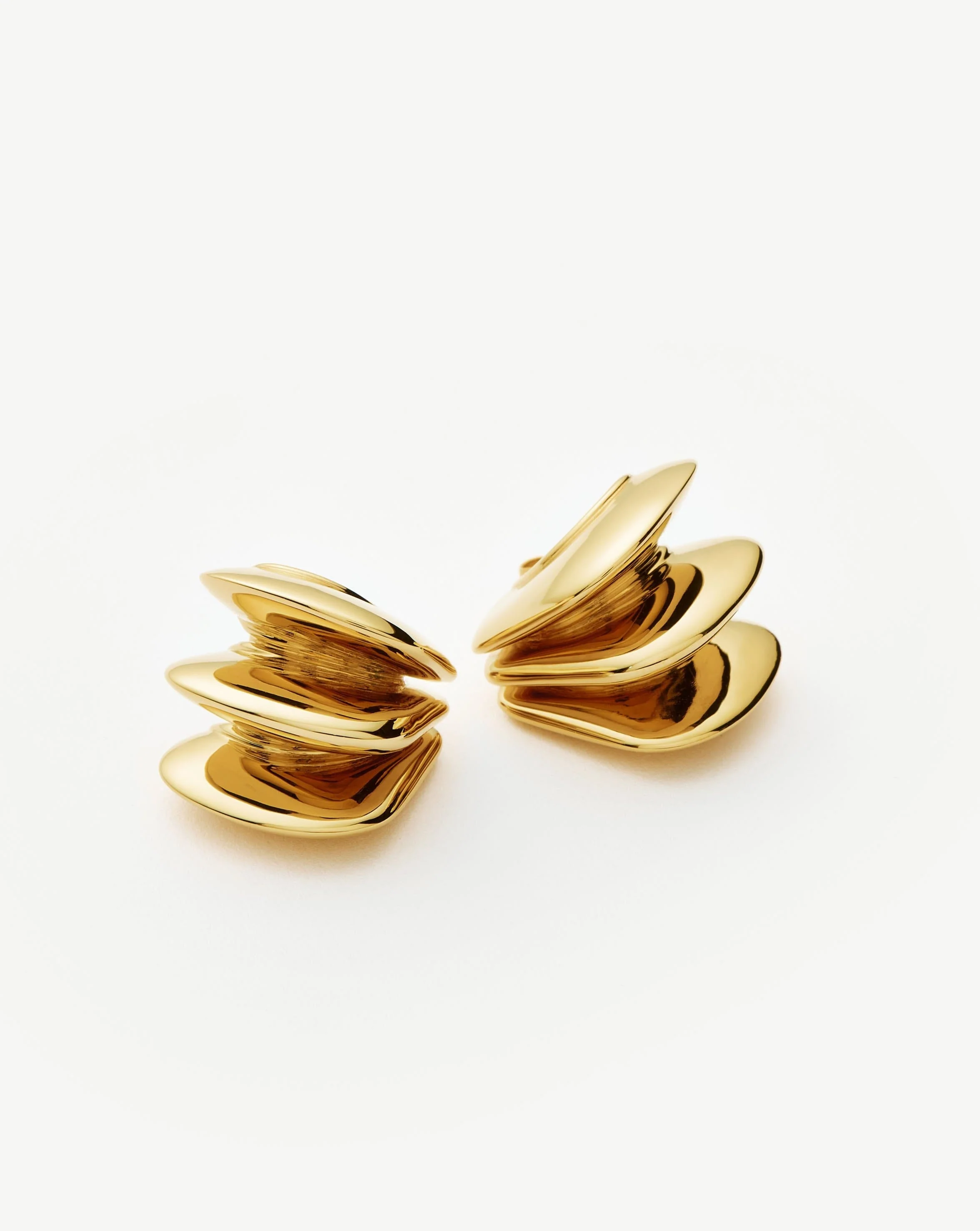 Hera Dome Triple Ridge Hoop Earrings | Gold Plated - Image 5