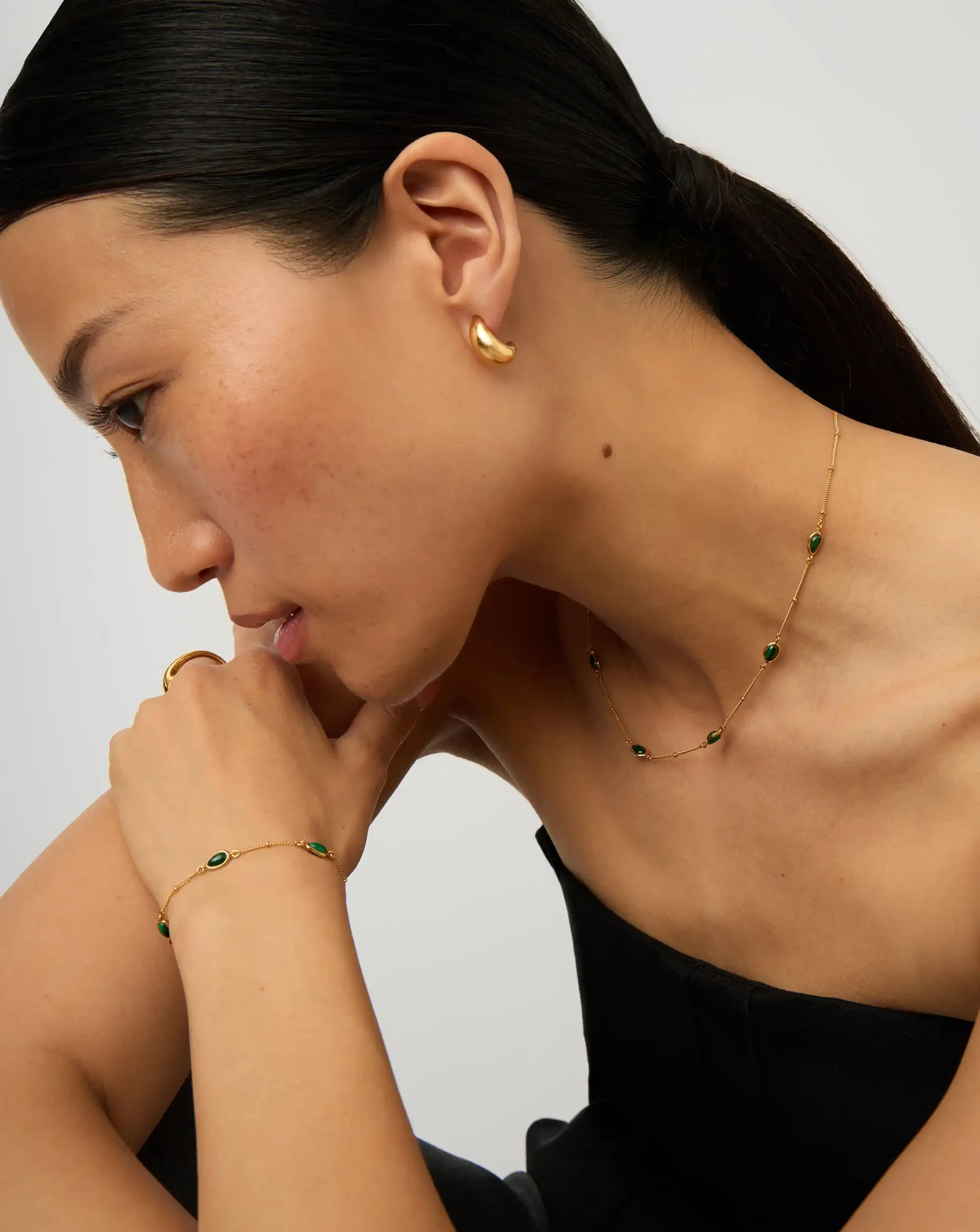 Iconic Magma Gemstone Choker & Bracelet Set | 18k Gold Vermeil/Malachite - Image 3