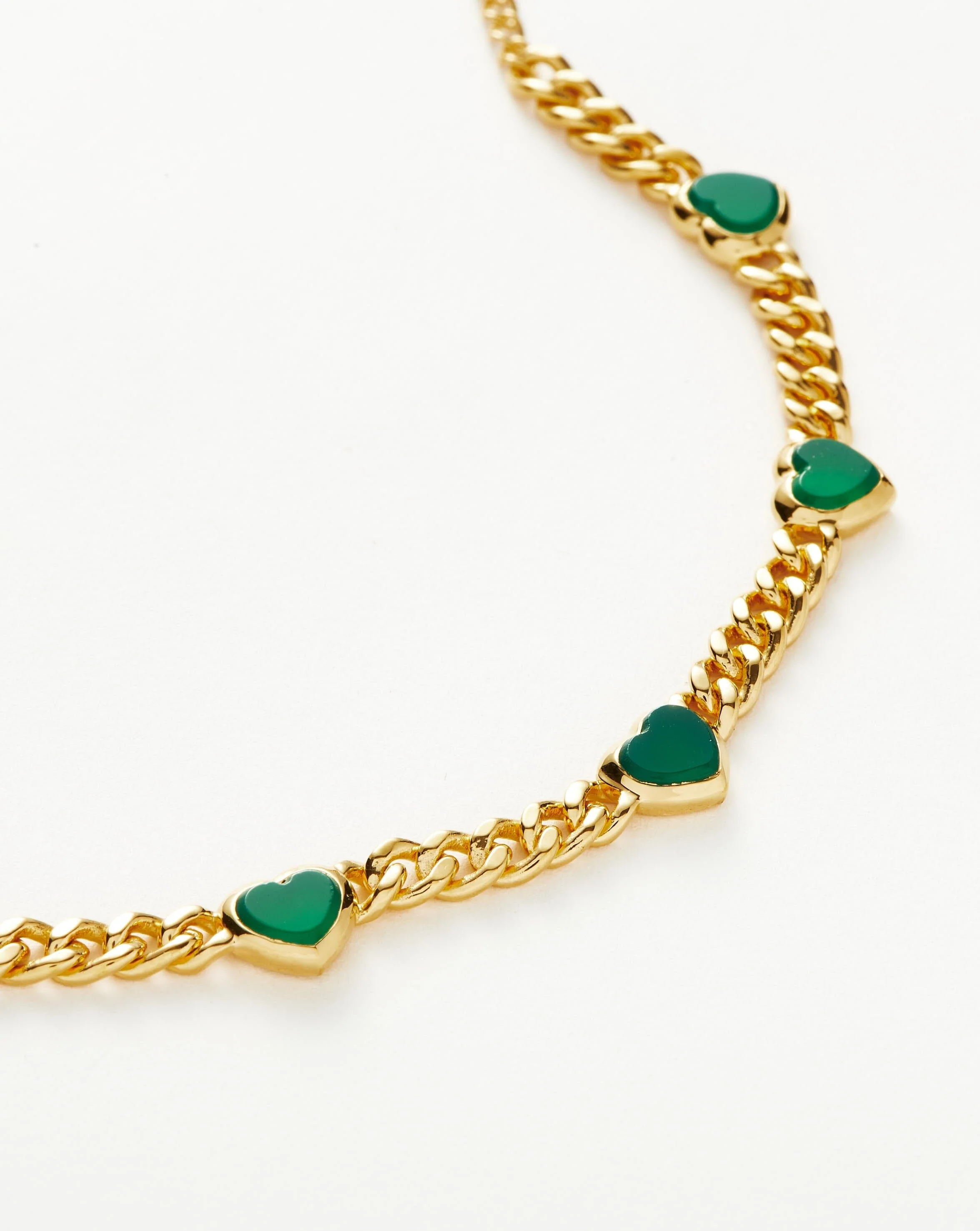 Jelly Heart Gemstone Charm Bracelet |18k Gold Plated/Green Chalcedony - Image 4