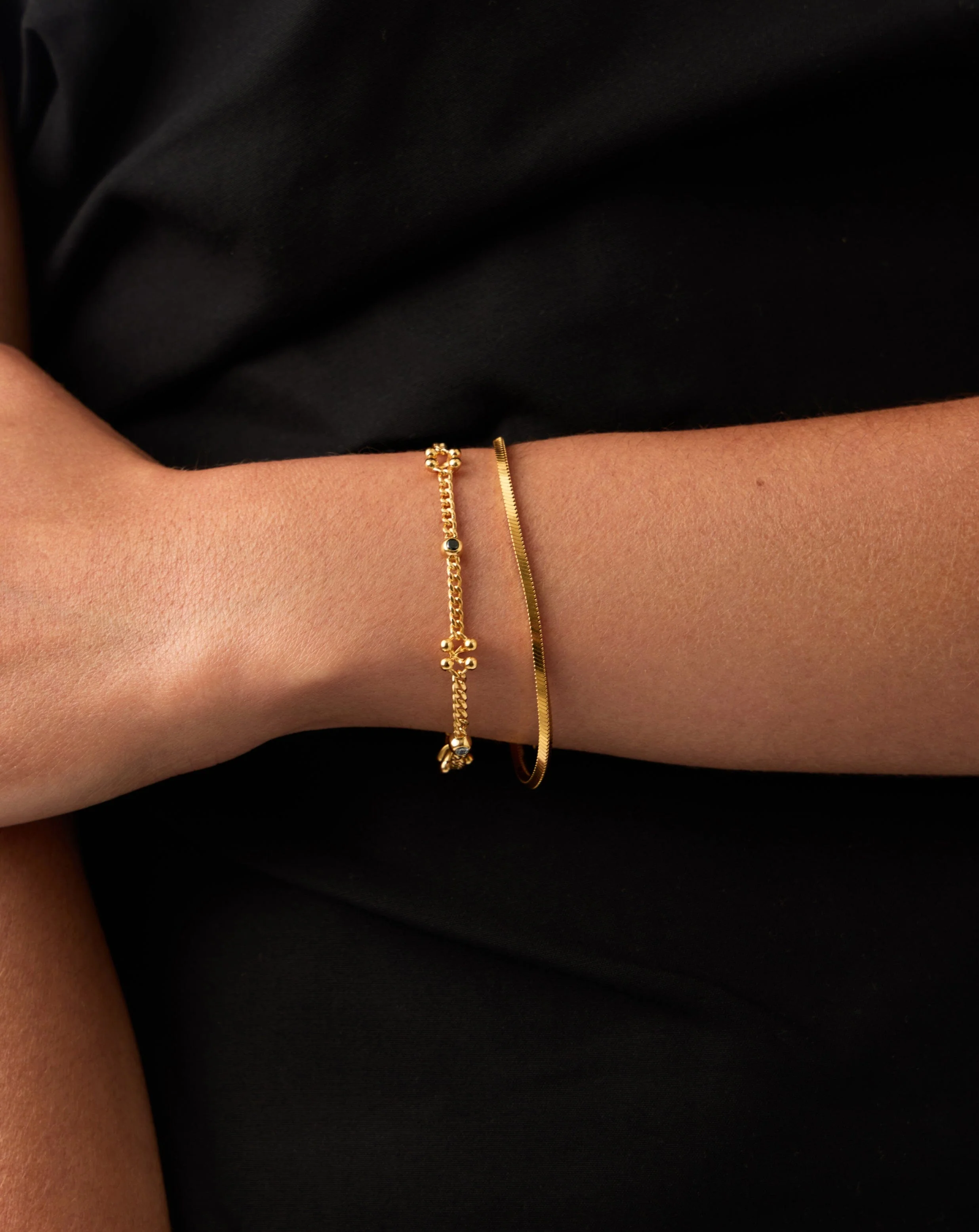 Kinetic Duality Charm Bracelet | 18k Gold Plated Cubic Zirconia - Image 6