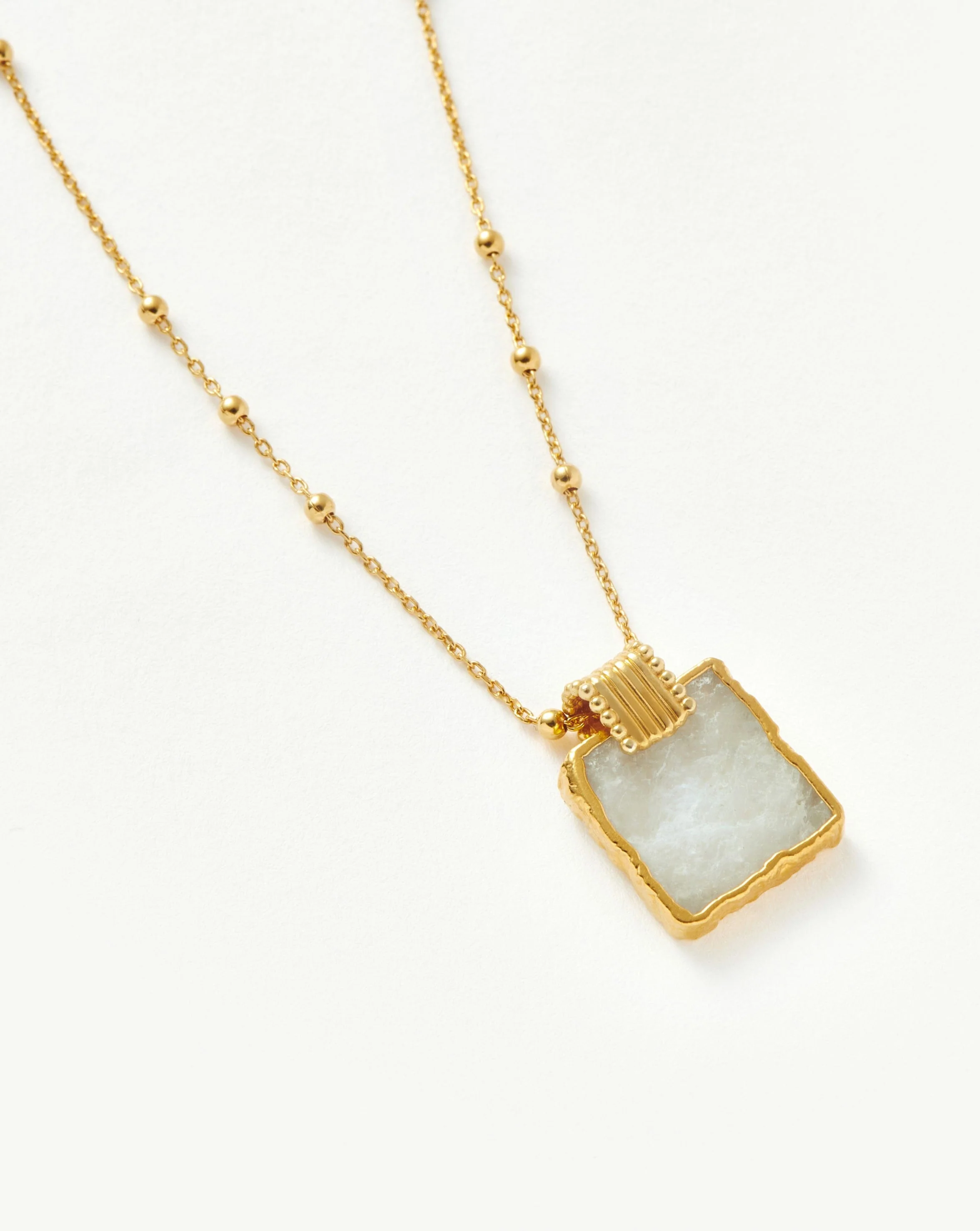 Lena Charm Necklace | 18k Gold Plated/Rainbow Moonstone - Image 4
