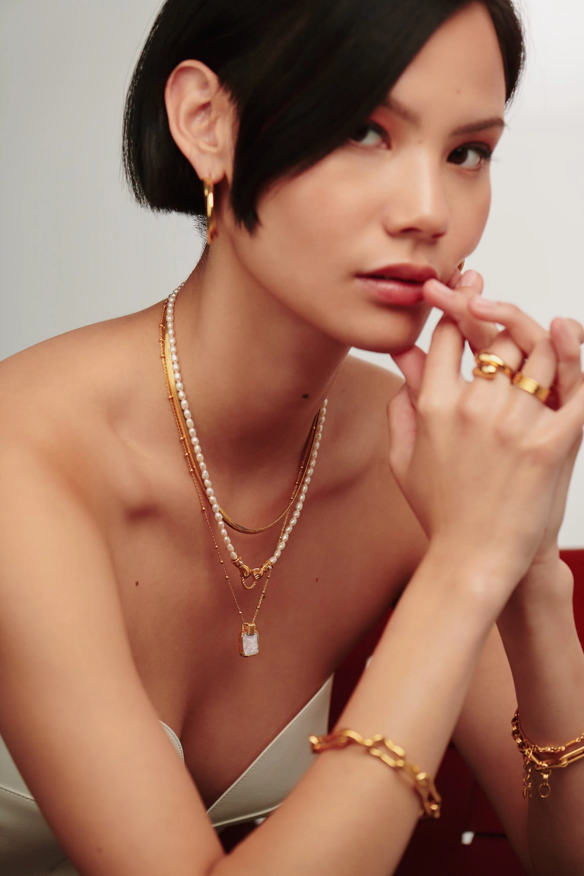 Lena Charm Necklace | 18k Gold Plated/Rainbow Moonstone - Image 6