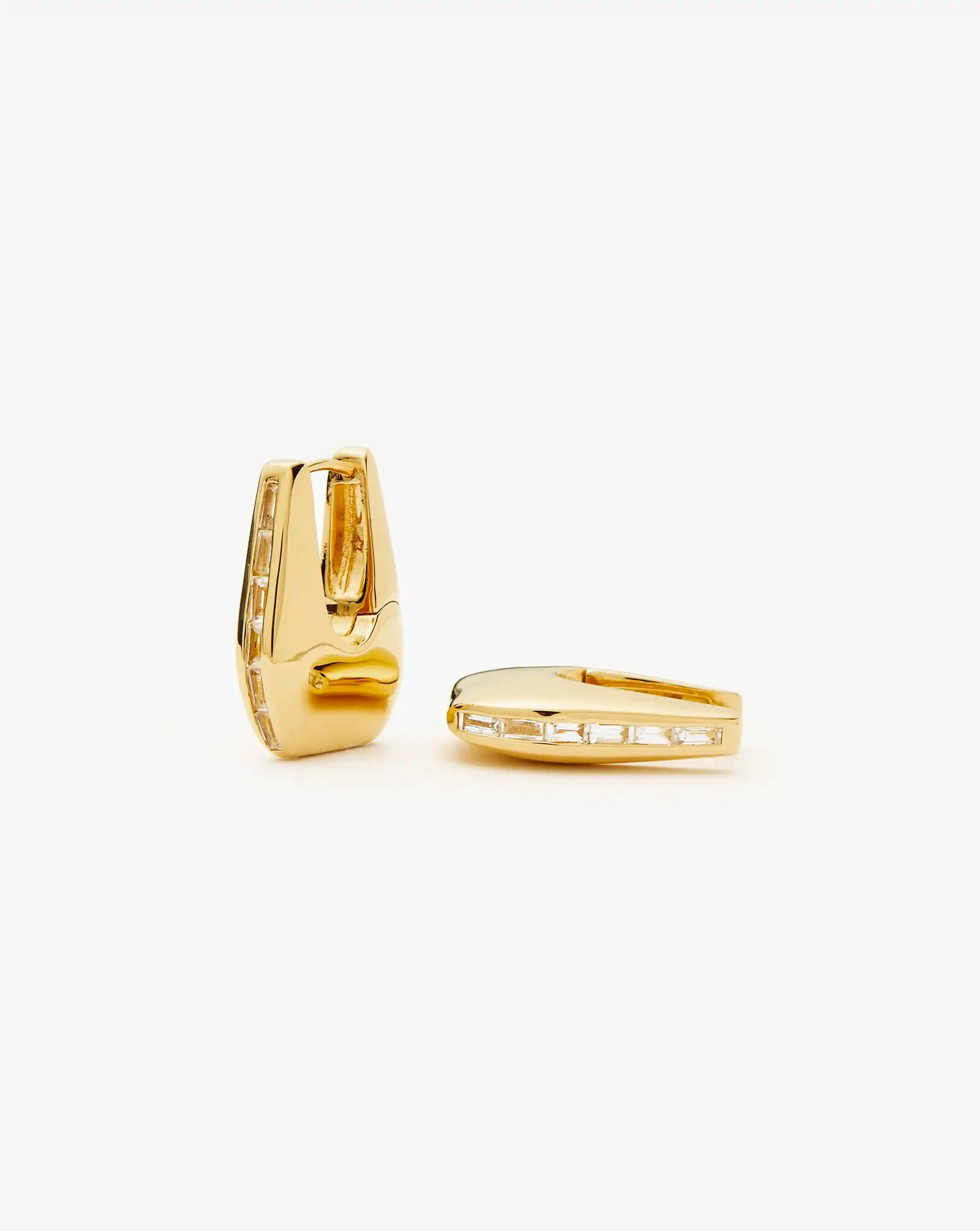 Lucy Williams Arco Pavé Small Hoop Earrings | 18k Gold Plated
