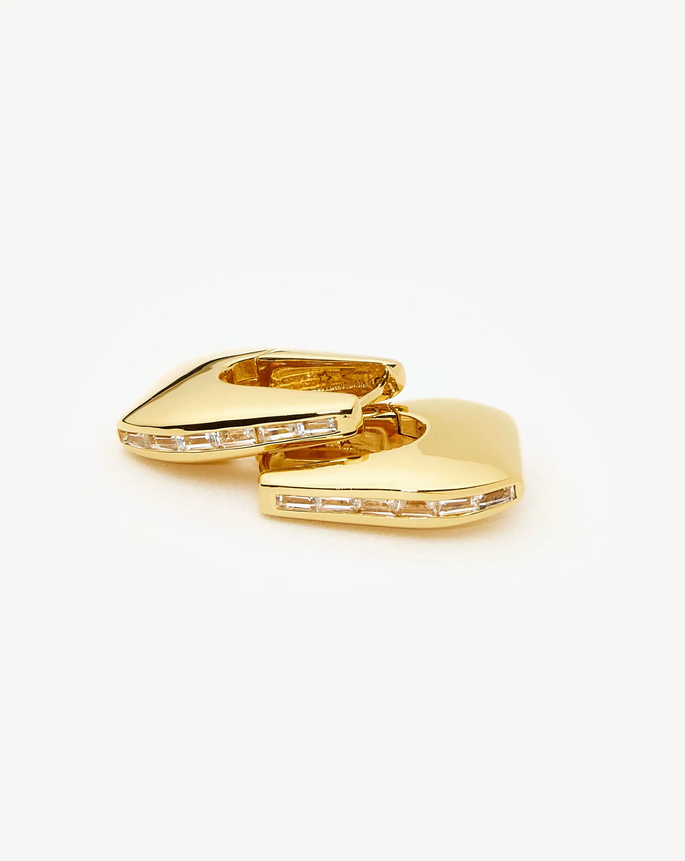 Lucy Williams Arco Pavé Small Hoop Earrings | 18k Gold Plated - Image 4