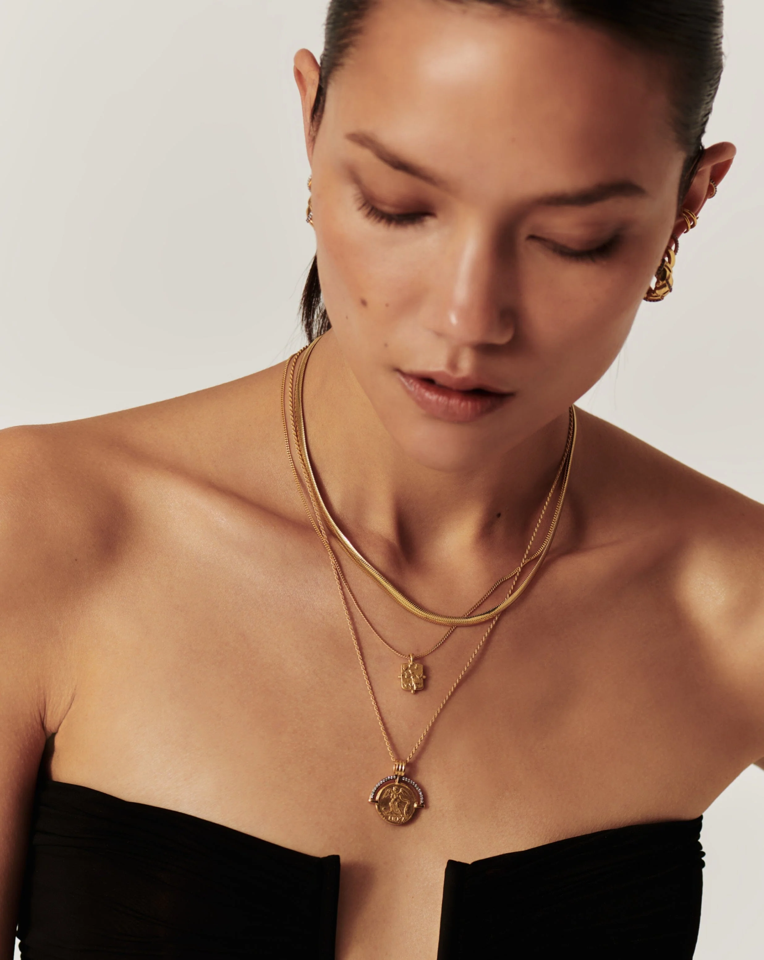 Lucy Williams Engravable Beaded Square Coin Pendant Necklace | 18k Gold Vermeil - Image 2