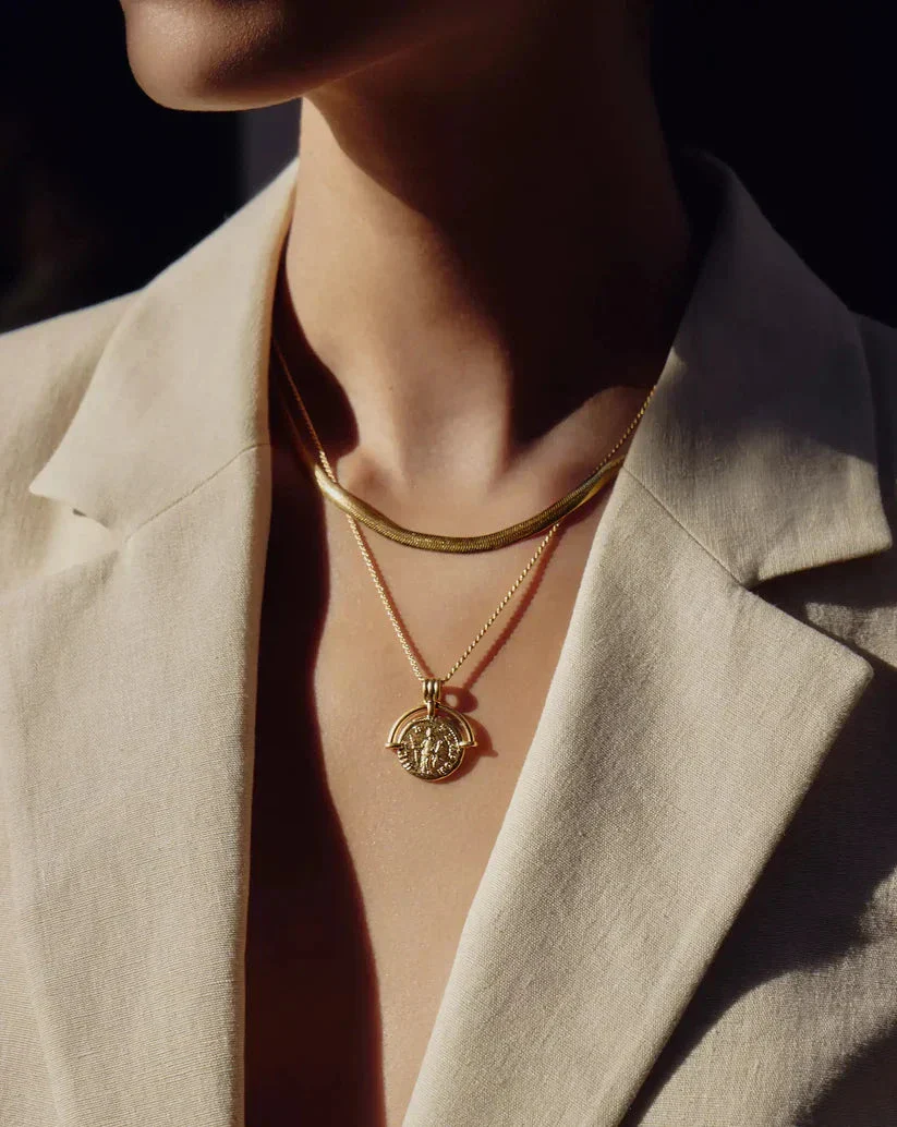 Lucy Williams Engravable Roman Arc Coin Necklace | 18k Gold Plated - Image 6