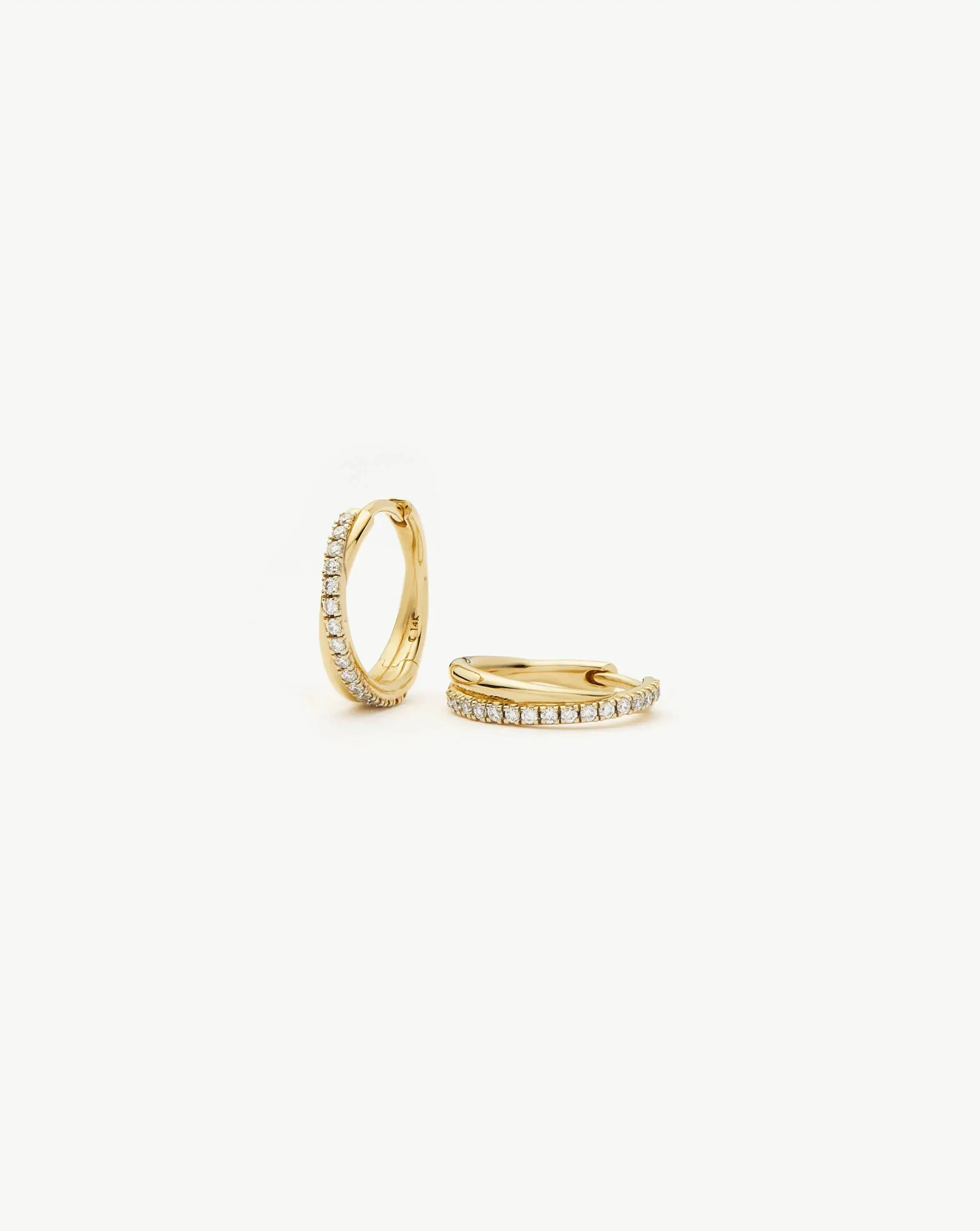 Lucy Williams Solid Gold Diamond Entwine Huggies | 14k Solid Gold/Lab Grown Diamonds - Image 4