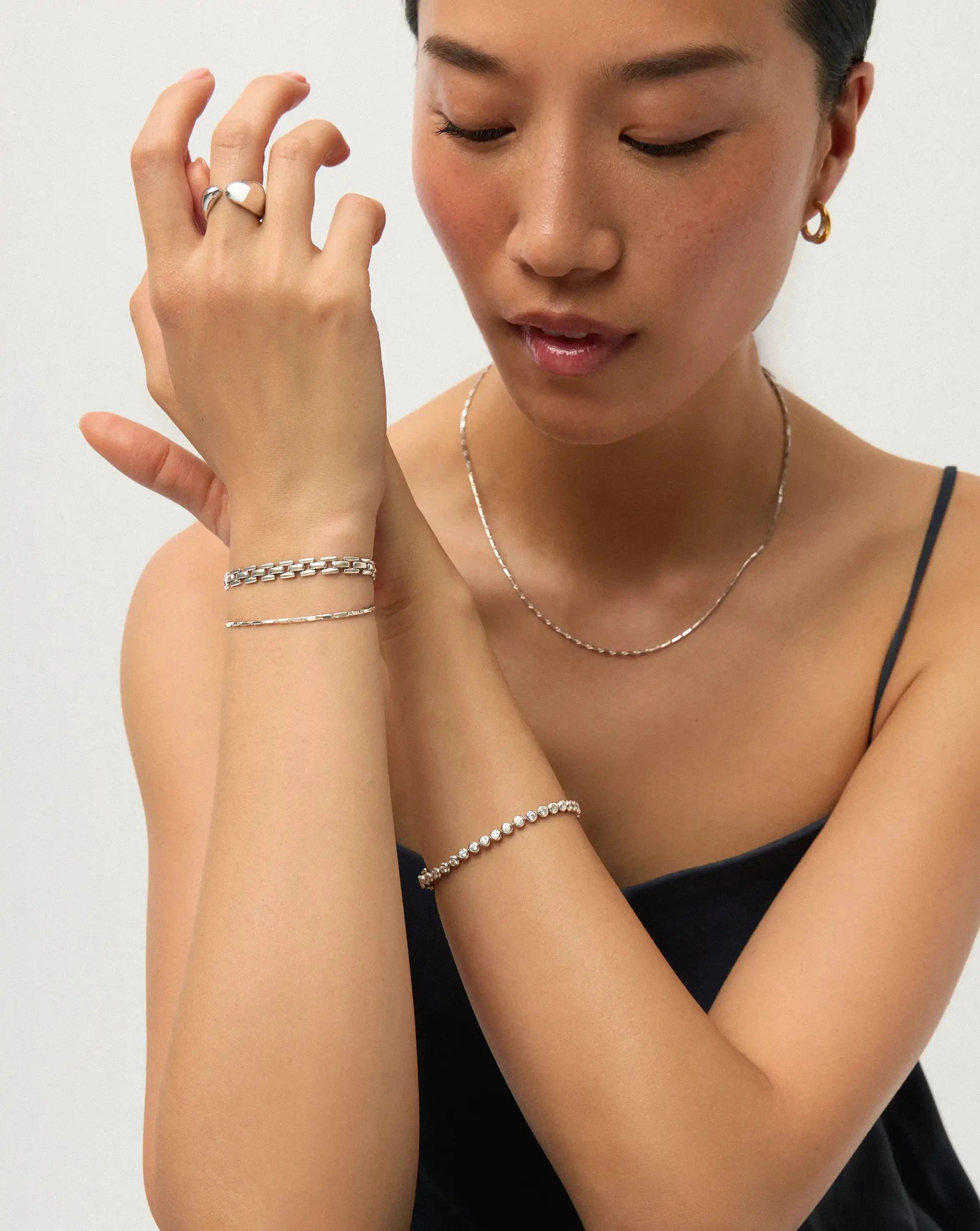 Lucy Williams Horizon & Timepiece Bracelet Set | Sterling Silver/Silver Plated - Image 2