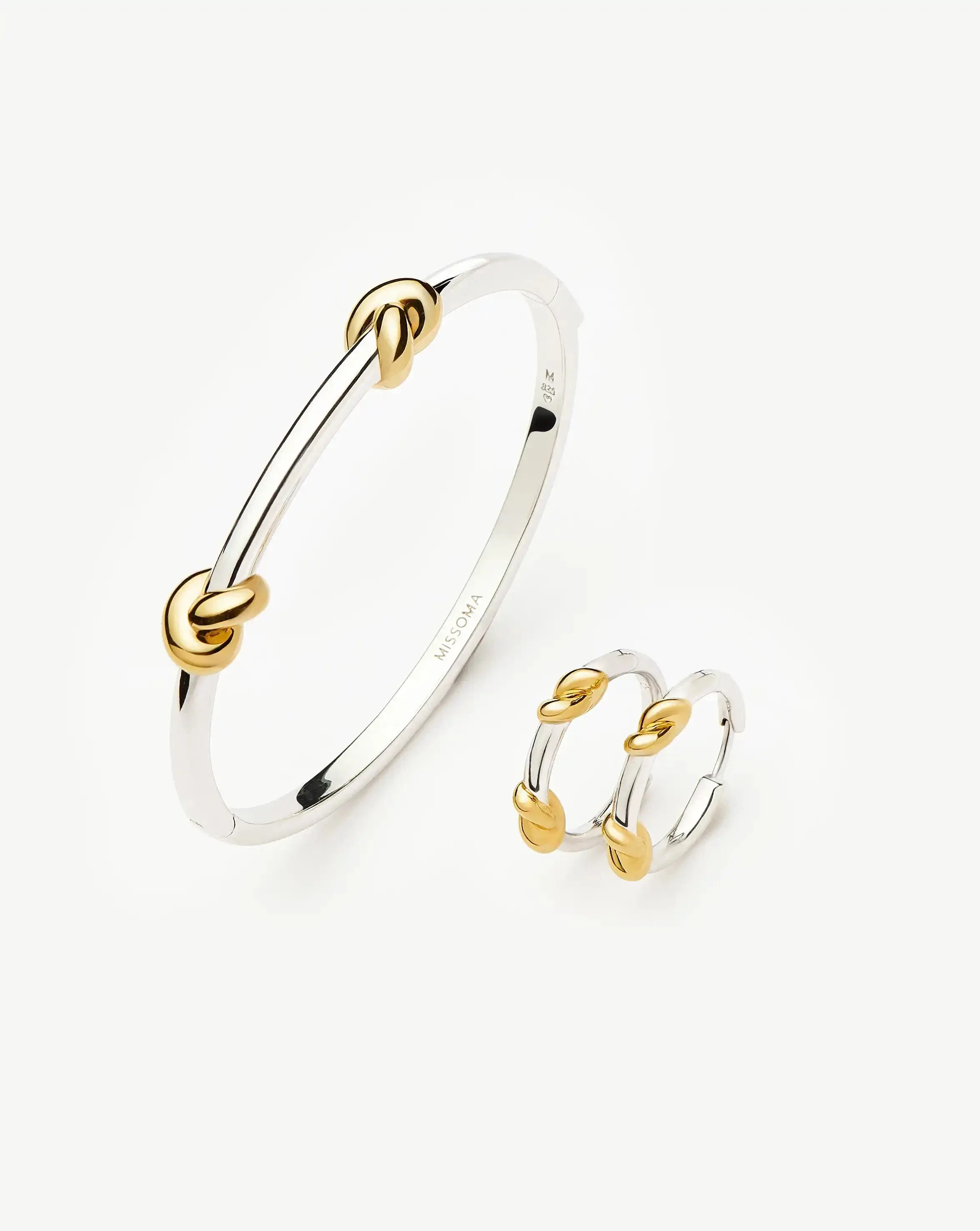 Lucy Williams Knot Hinged Bangle & Hoops Set | Mixed Metal - Image 4