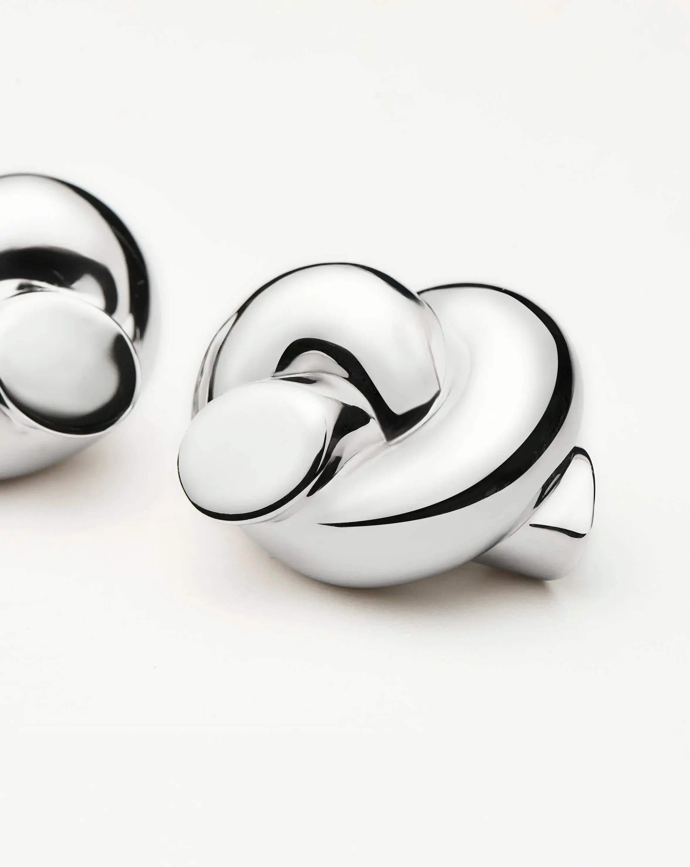 Lucy Williams Knot Oversized Stud Earrings | Silver Plated - Image 3