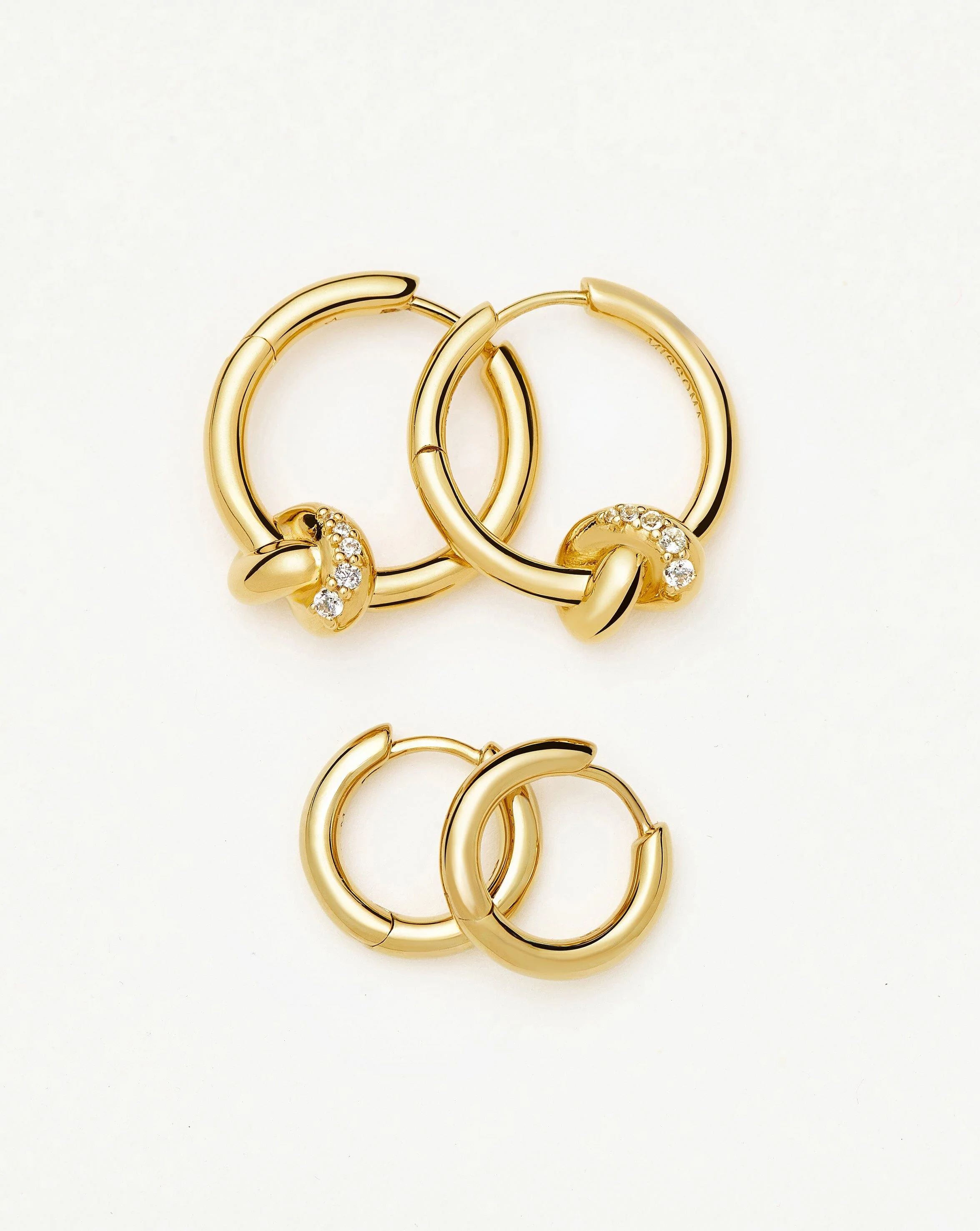 Lucy Williams Pavé Knot & Classic Tunnel Earrings Set | 18k Gold Plated/18k Gold Vermeil