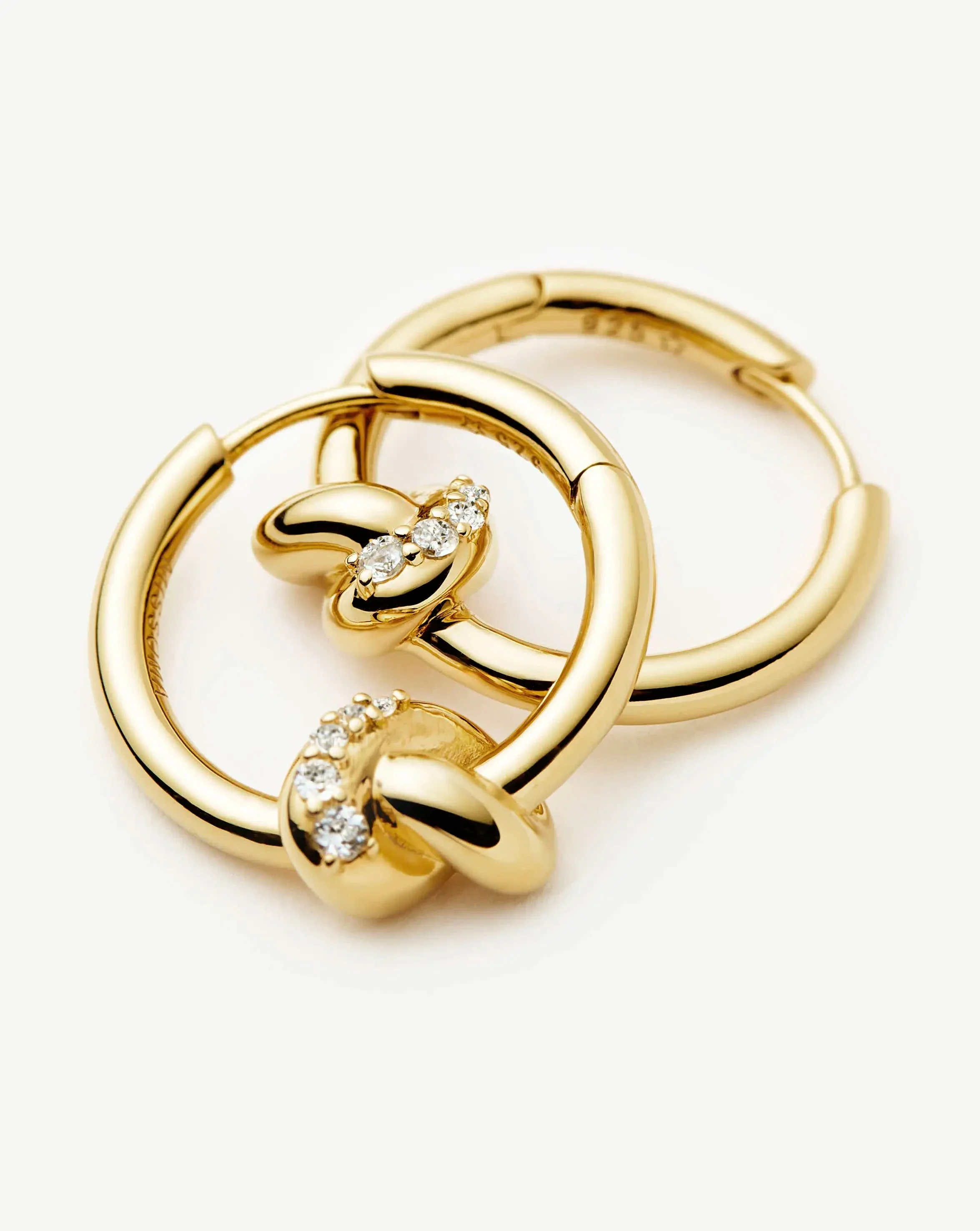 Lucy Williams Pavé Knot Small Hoop Earrings | 18k Gold Plated - Image 5